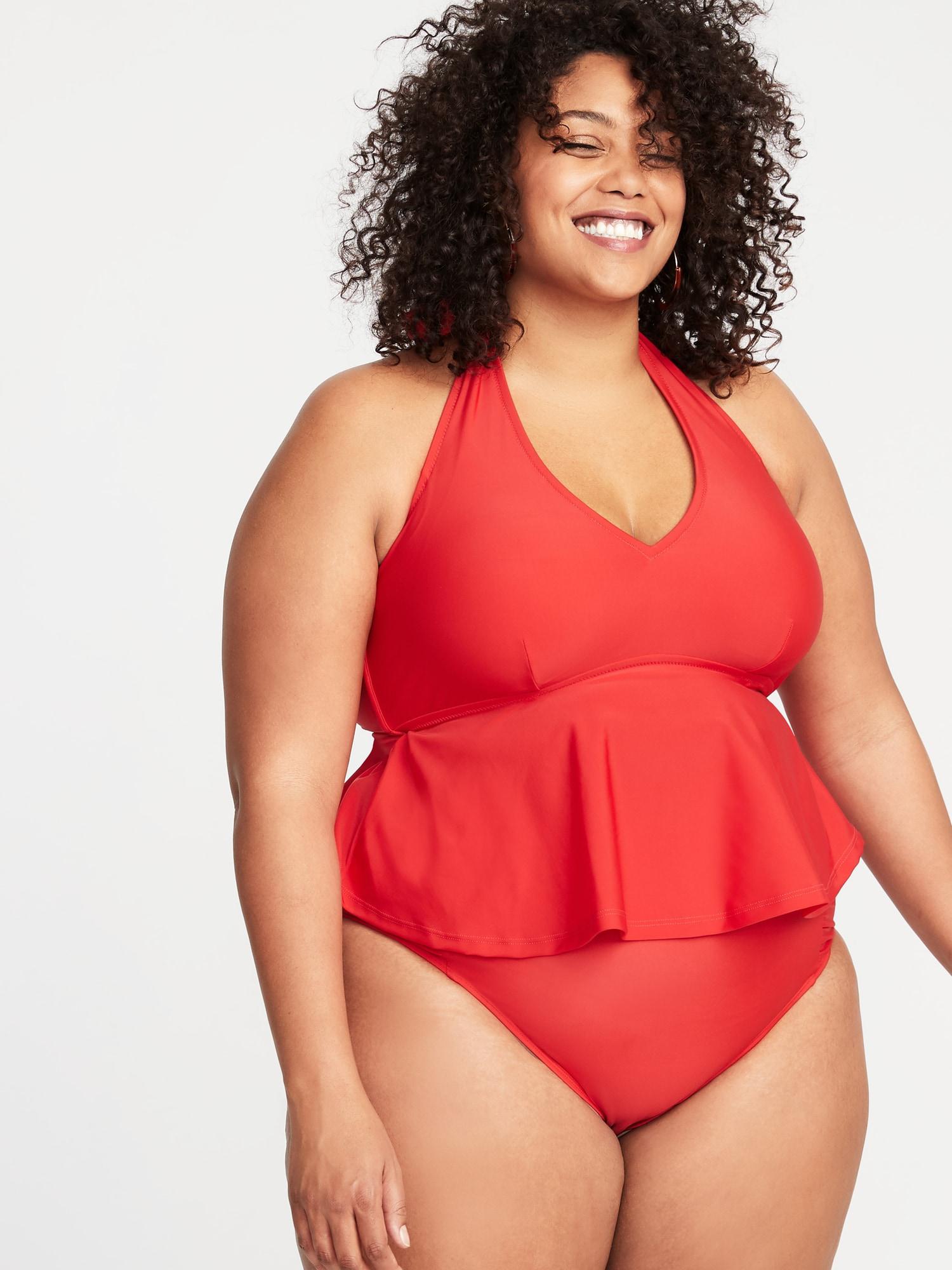 plus size peplum swim top