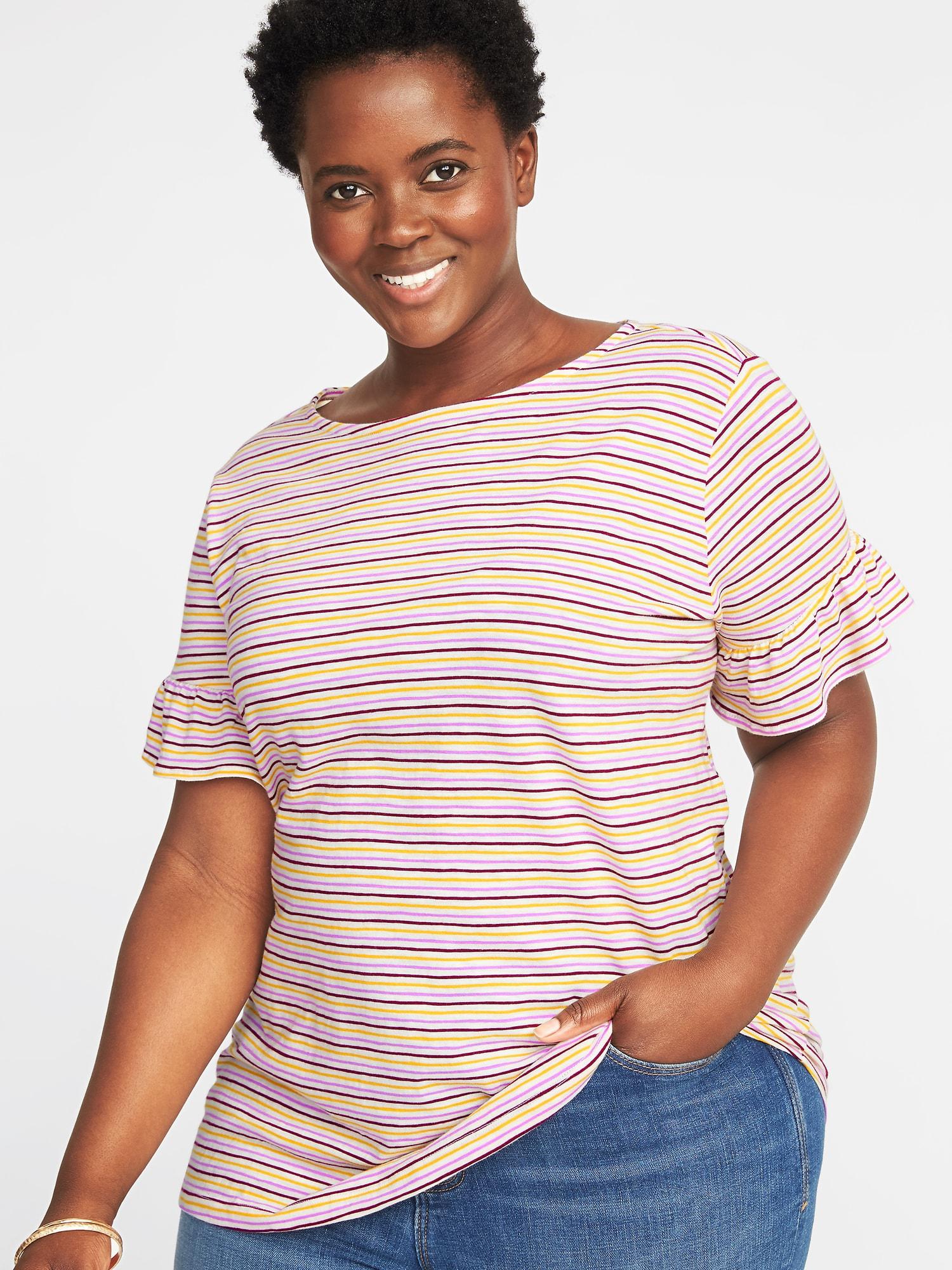 plus size ruffle sleeve top