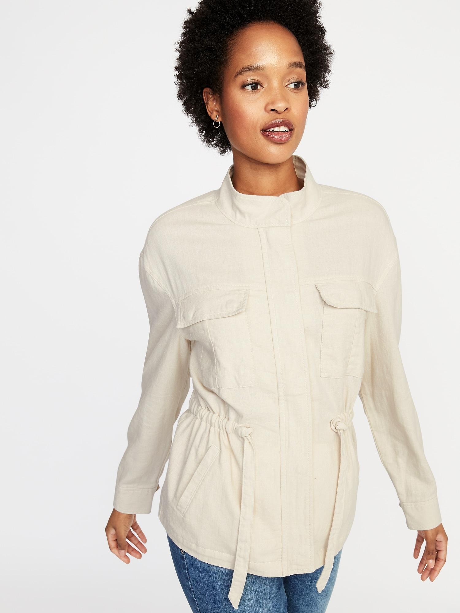linen blend utility jacket