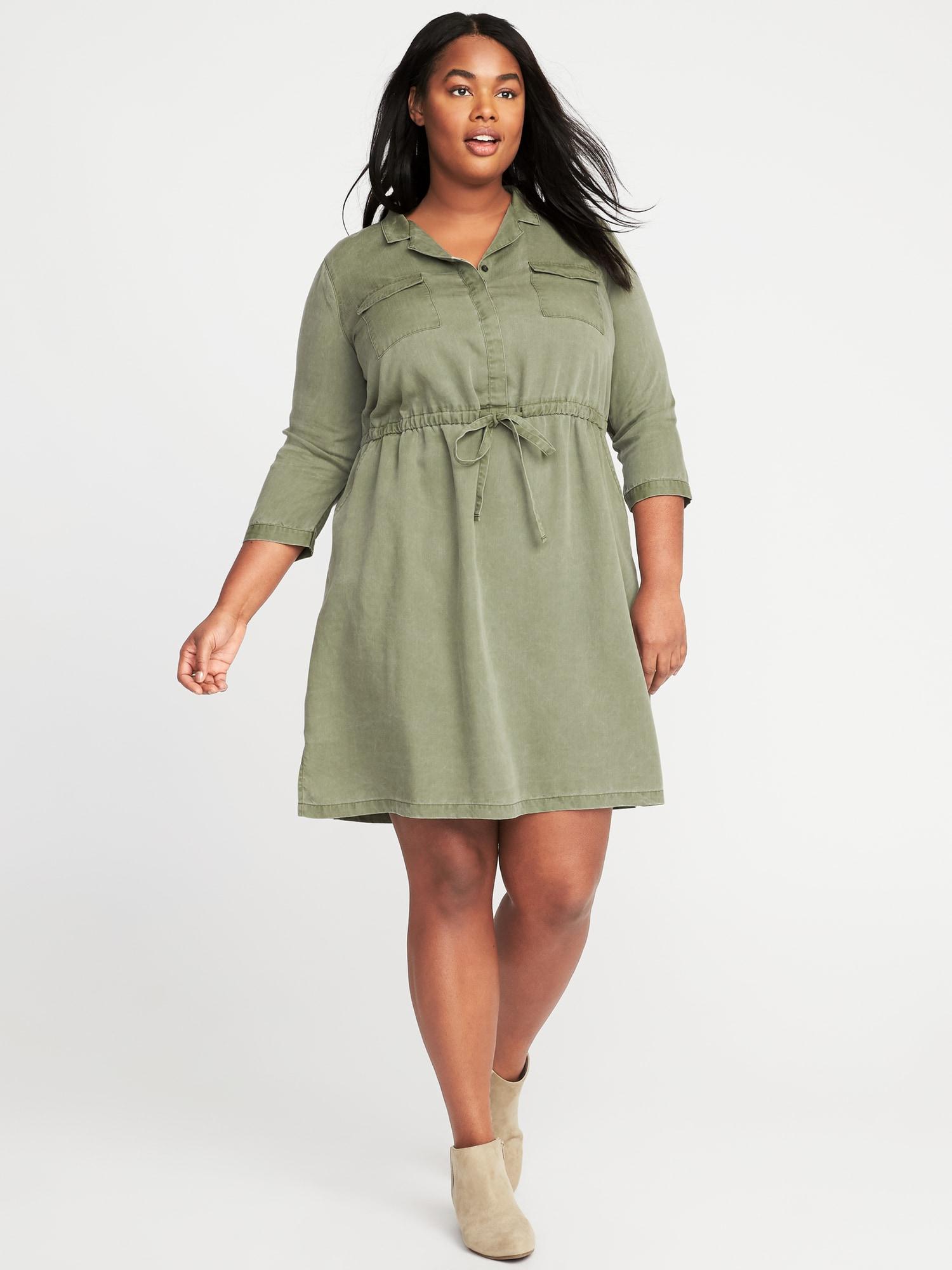 plus size utility shirt dress