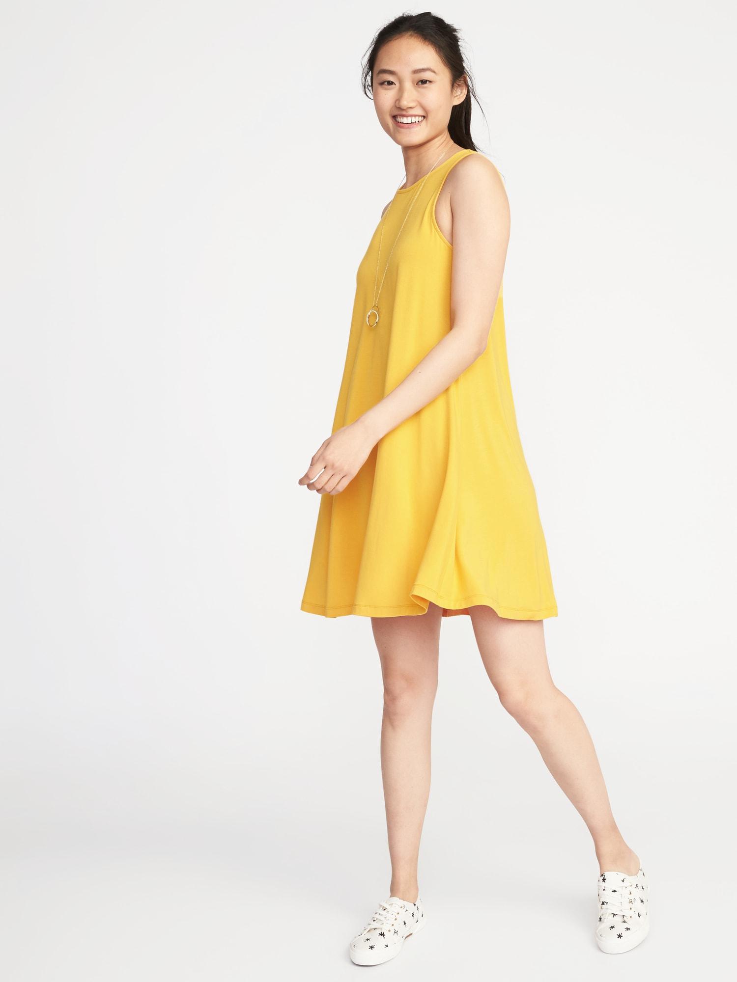 mustard yellow sleeveless dress