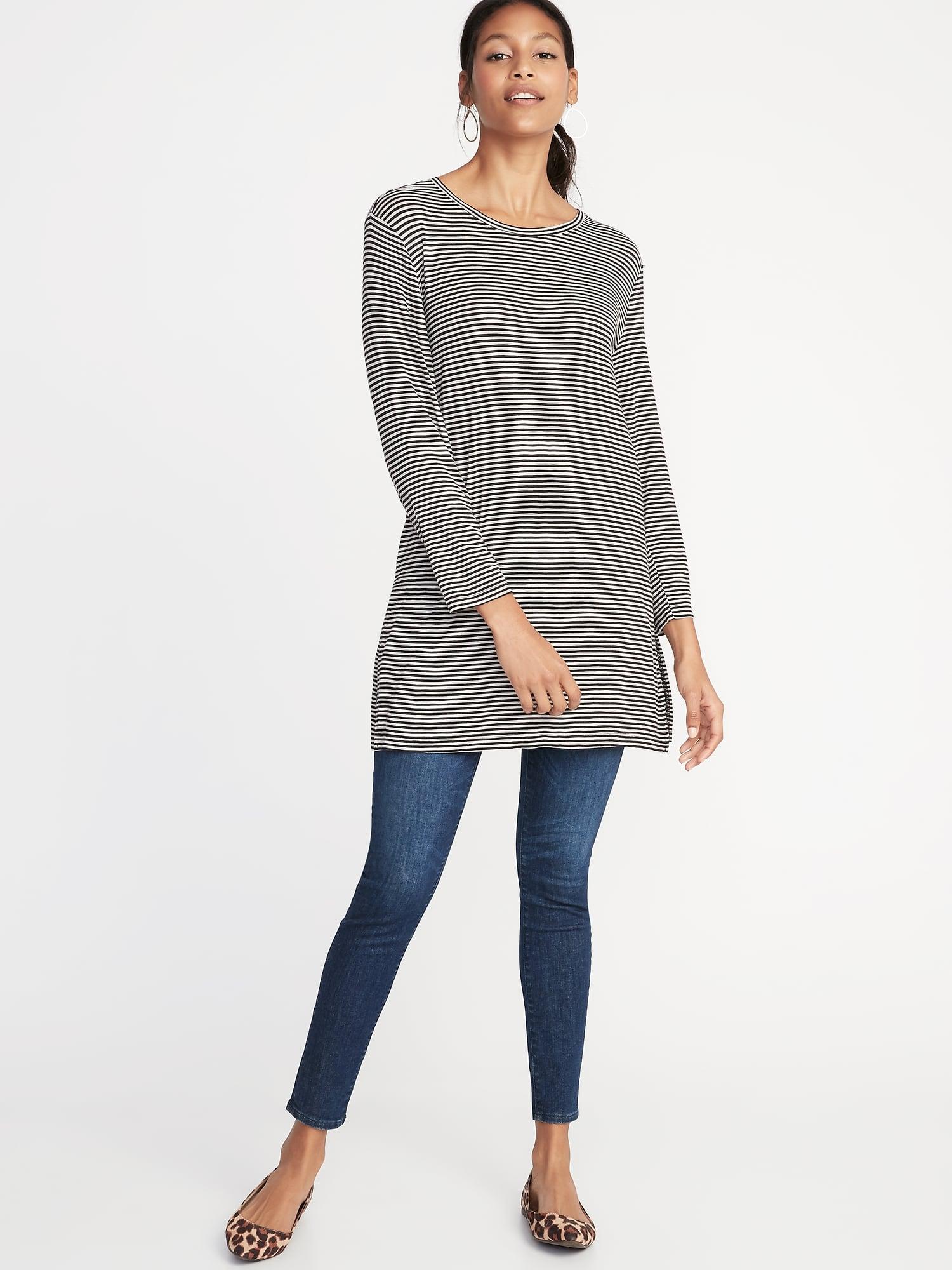 Old Navy Luxe Long & Lean Striped Tunic in Black - Lyst