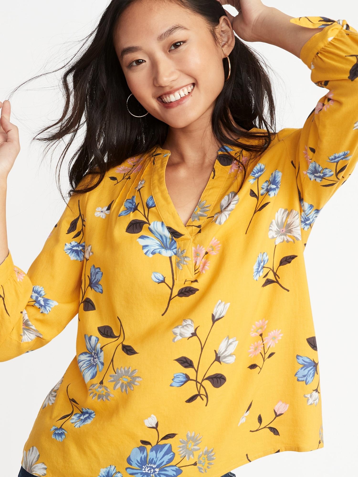 old navy yellow floral top