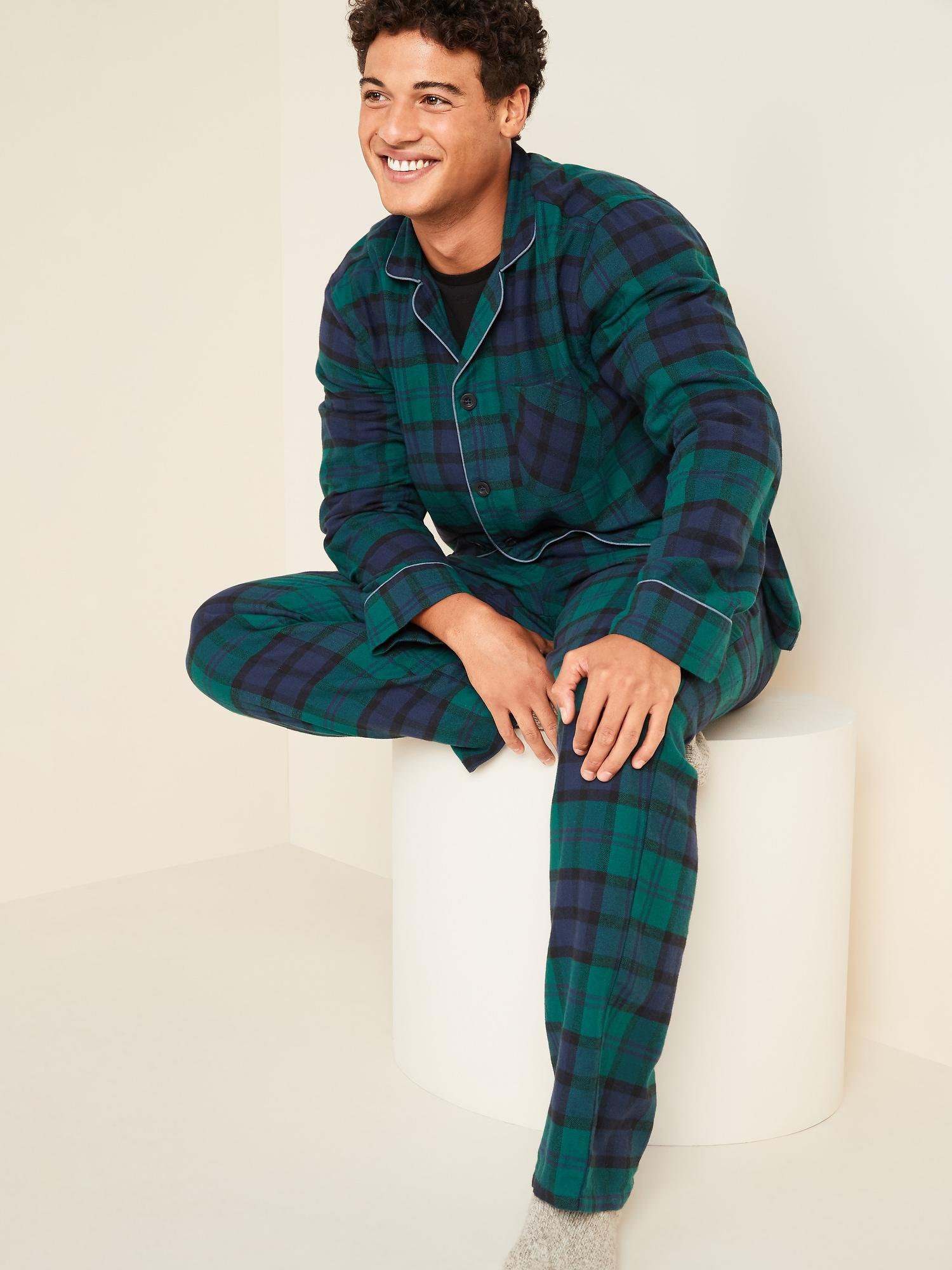 Old Navy Plaid Flannel Pajama Set in Green for Men - Lyst