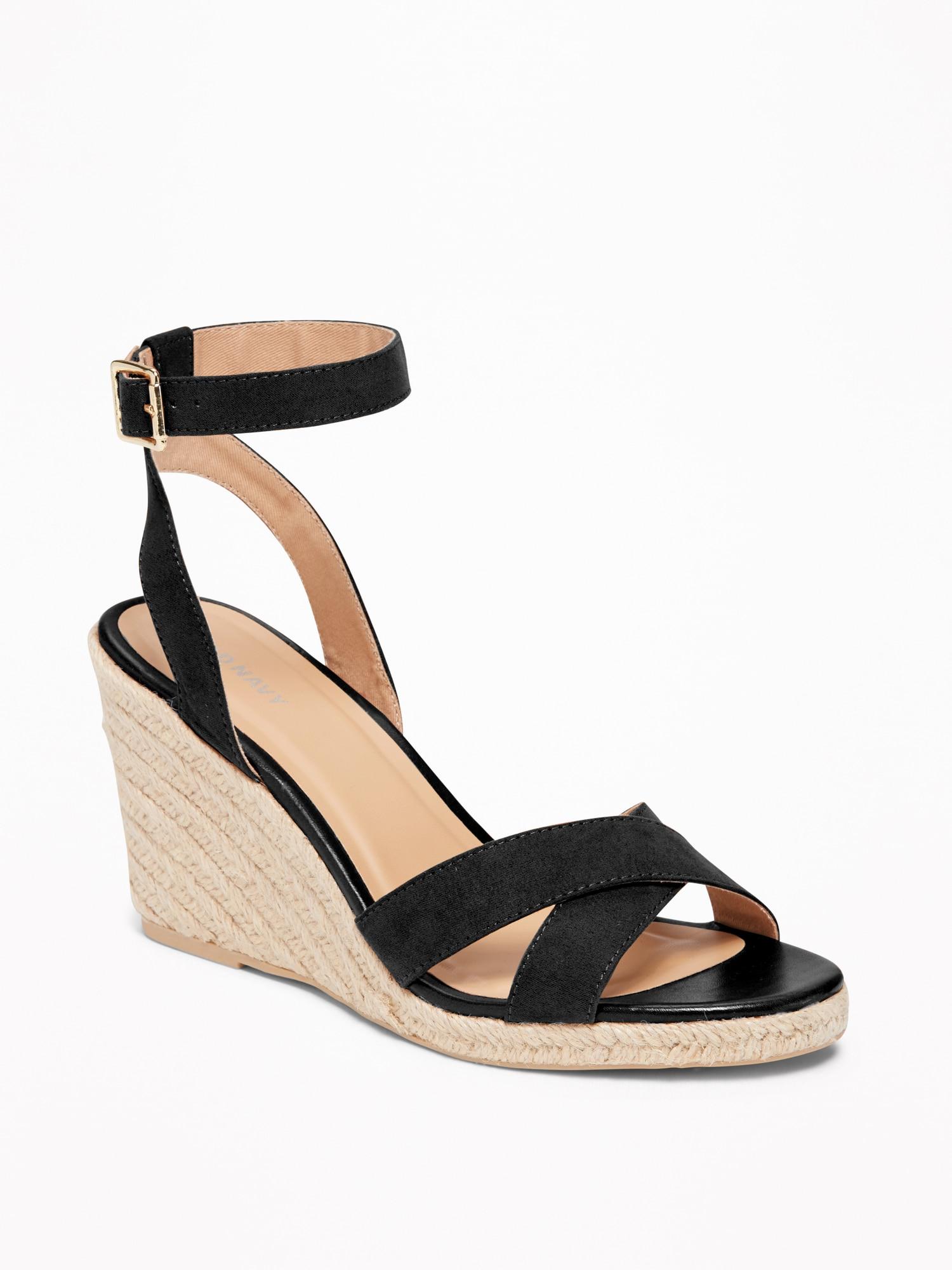 cross strap espadrille wedges