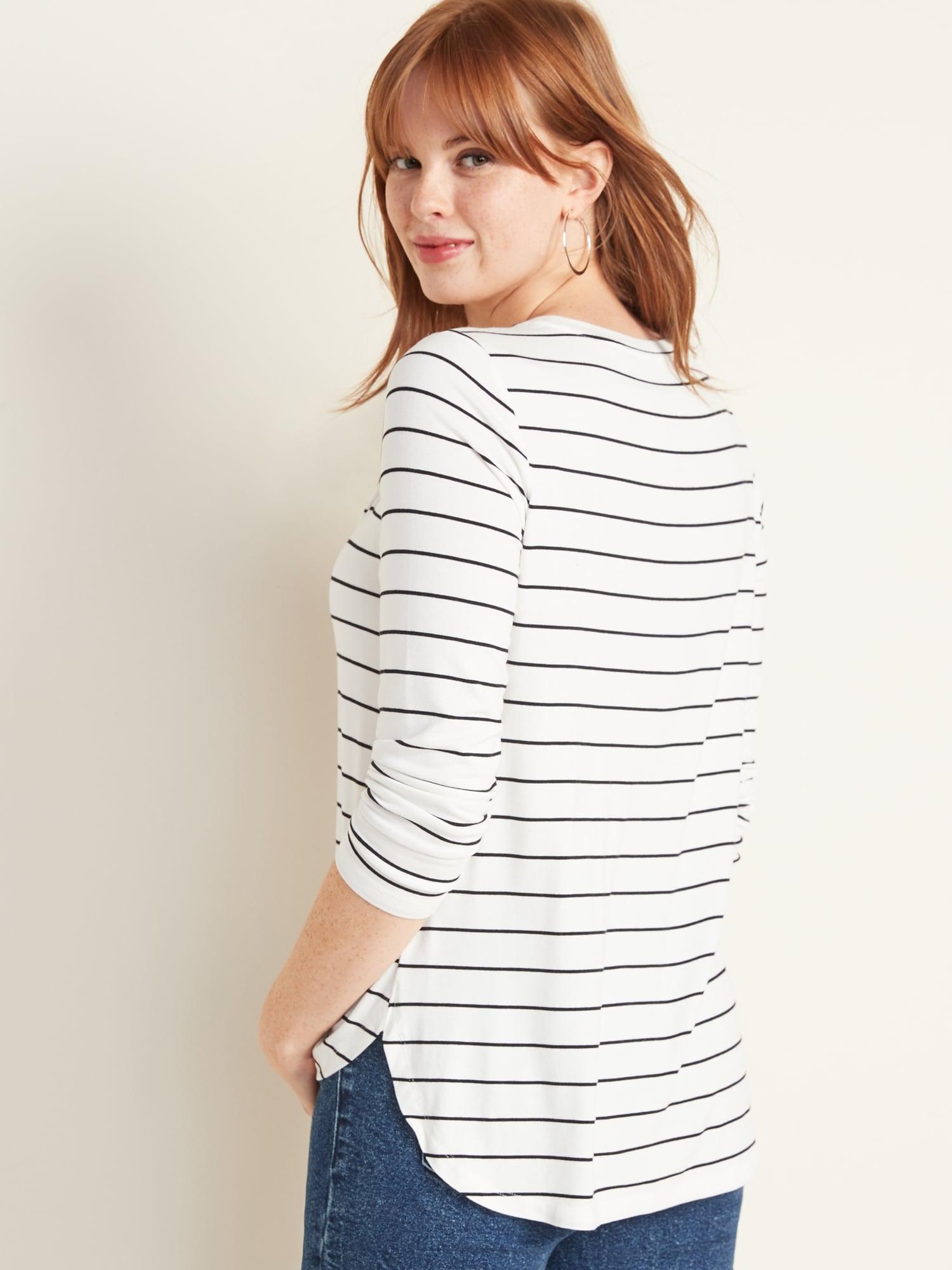 old navy black and white striped shirt