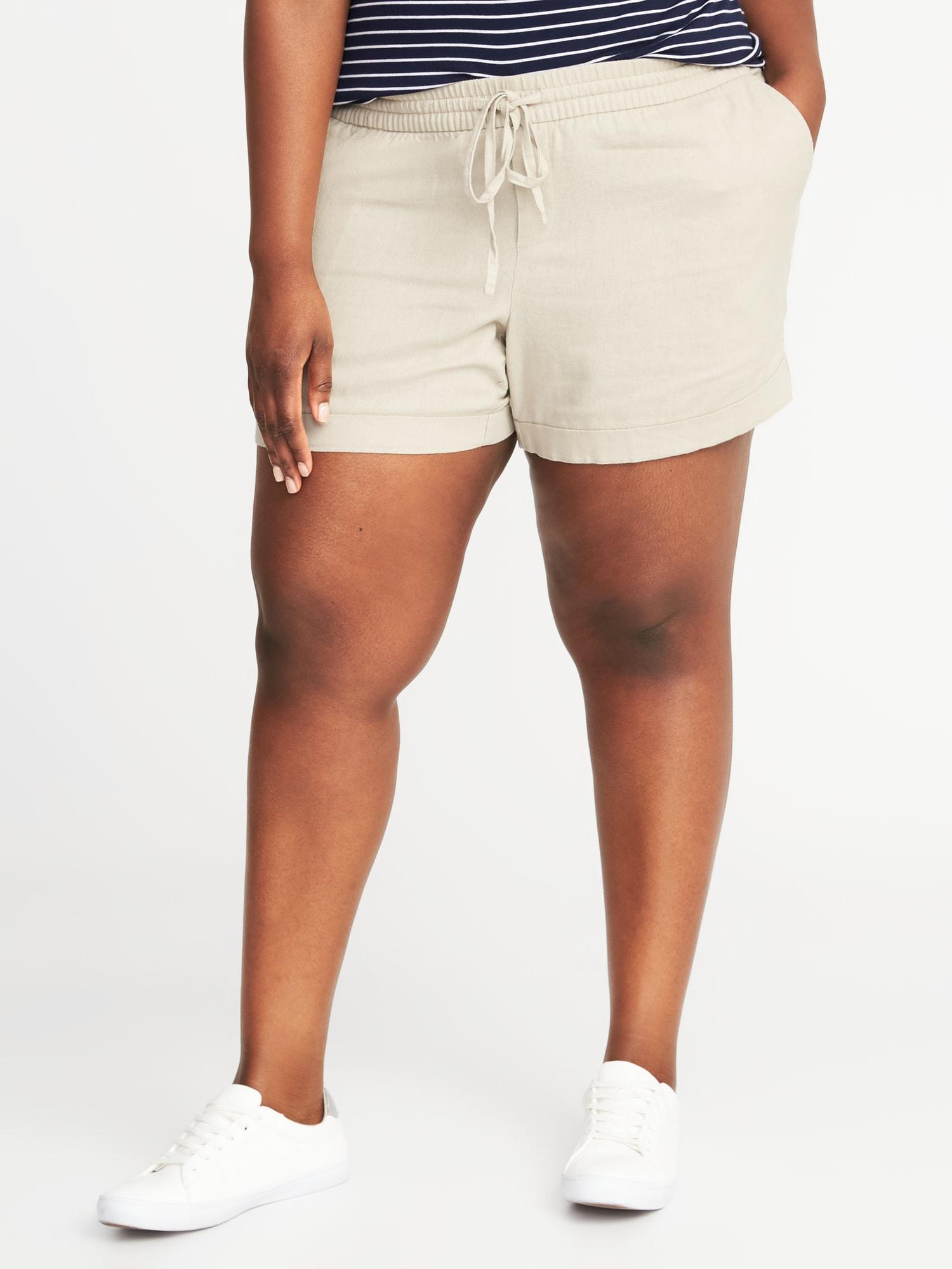 plus size linen blend shorts