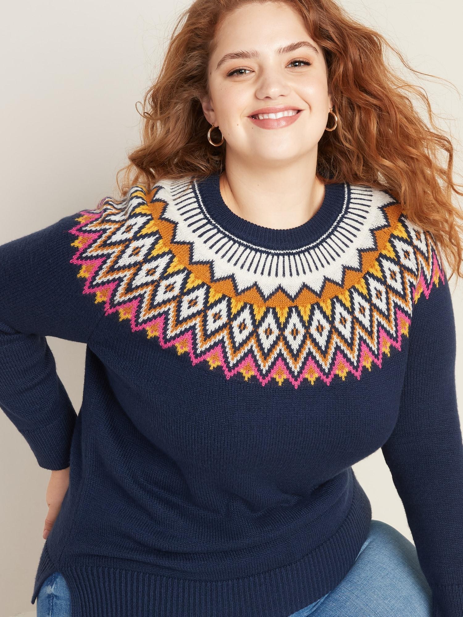 Download Old Navy Cotton Plus-size Fair Isle Crew-neck Sweater in ...