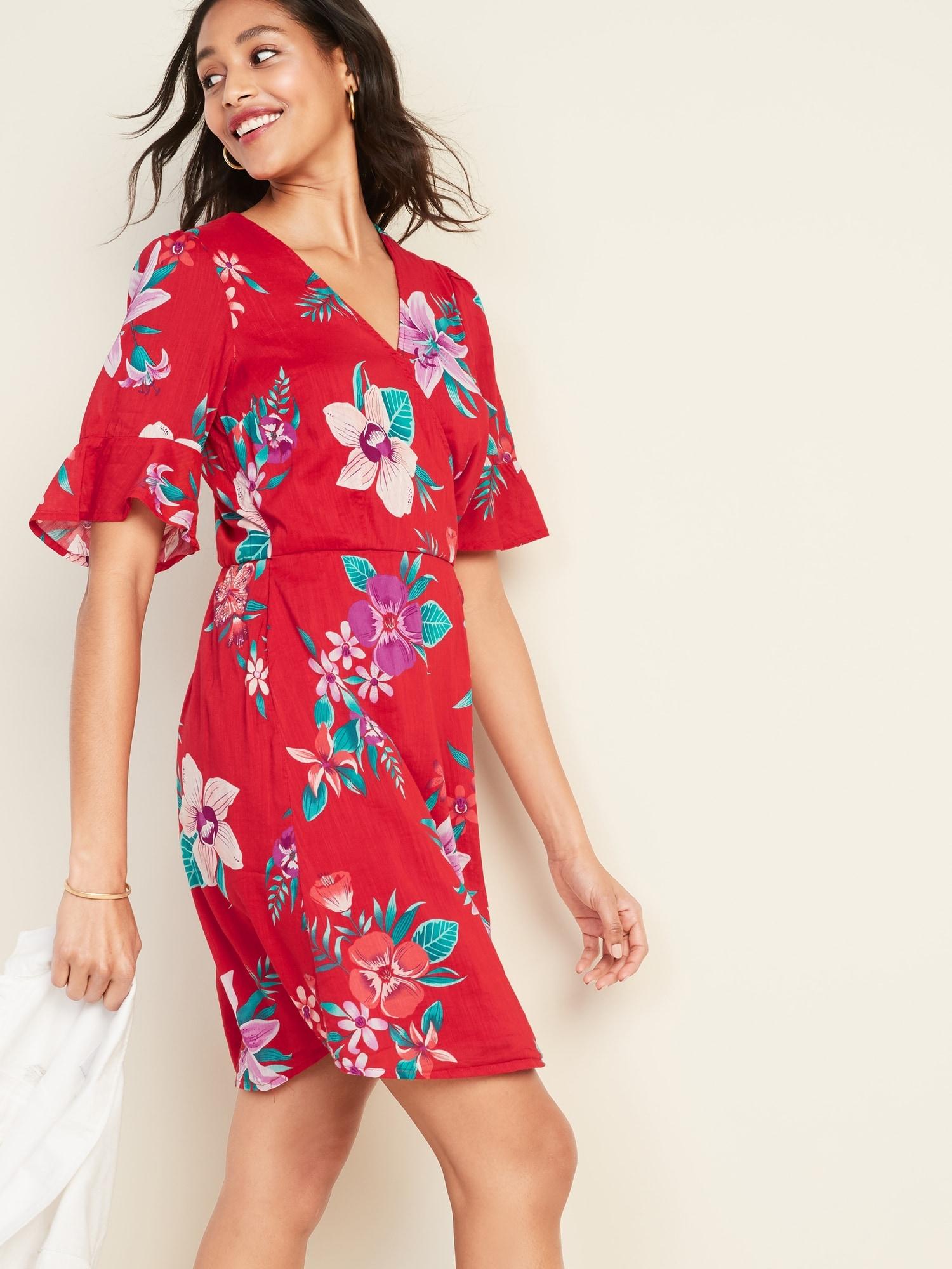 old navy floral wrap dress