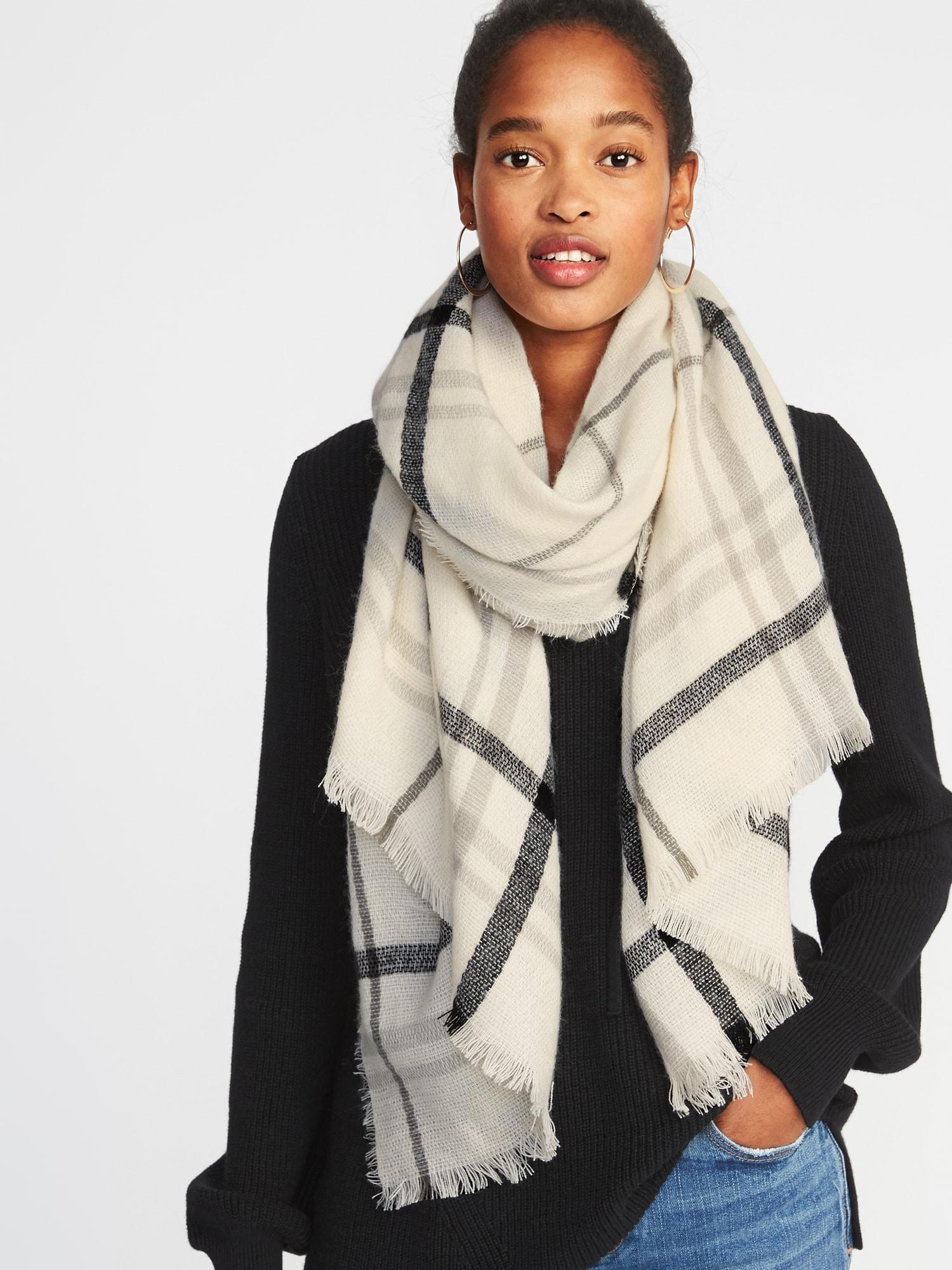 Old Navy Flannel Blanket Scarf In Natural Lyst