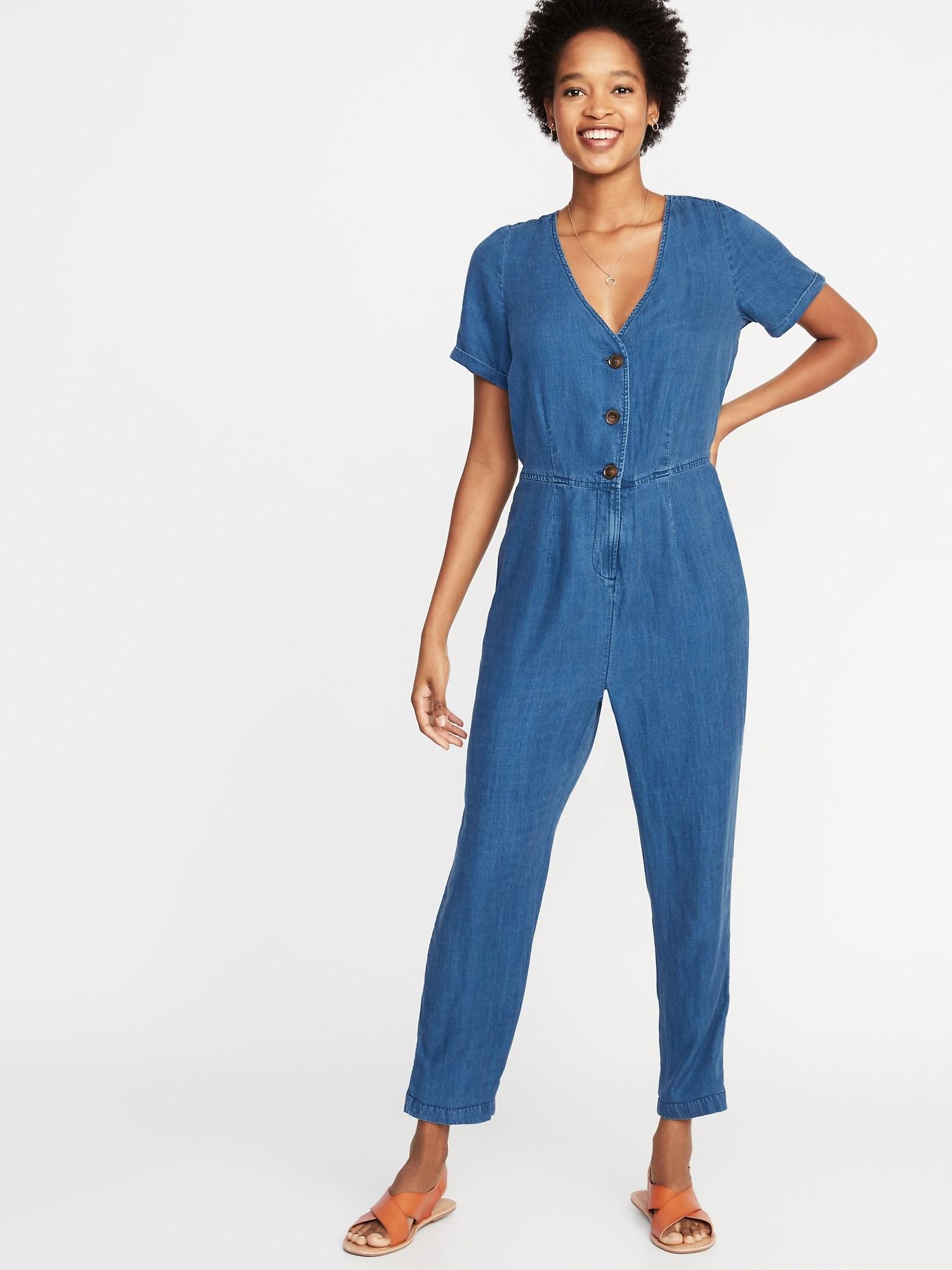 old navy denim jumpsuit