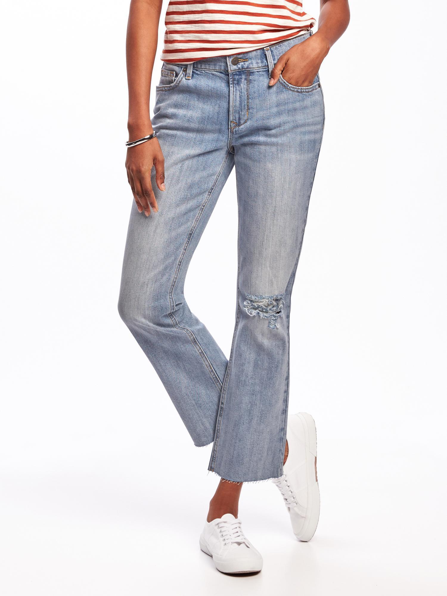 old navy mid rise flare ankle jeans