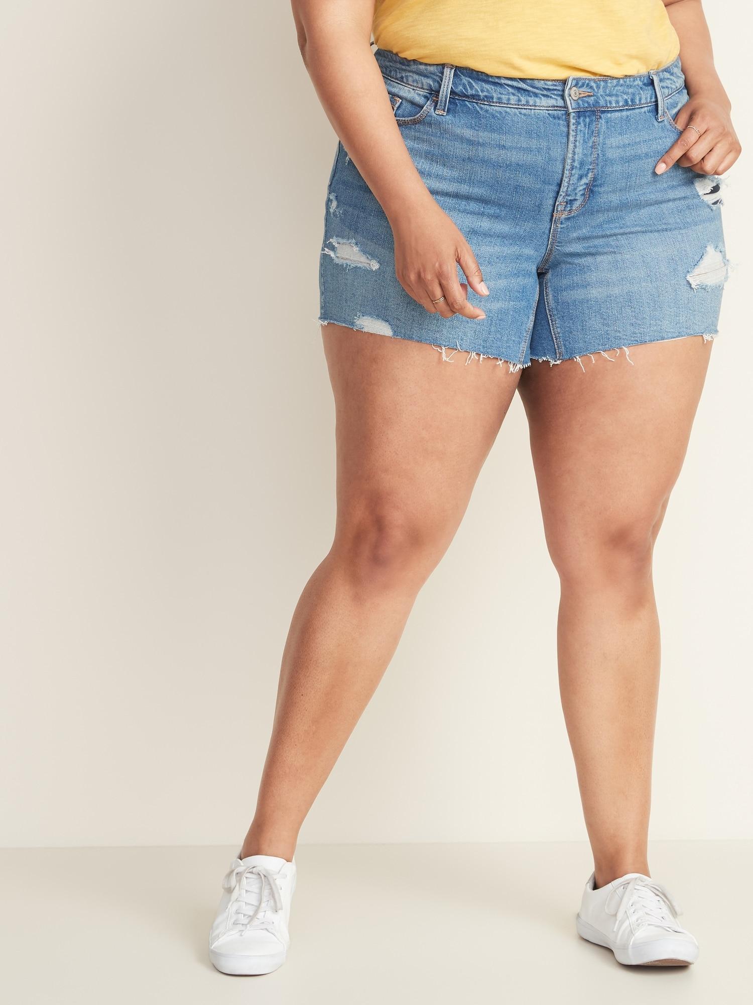 plus size cut off shorts
