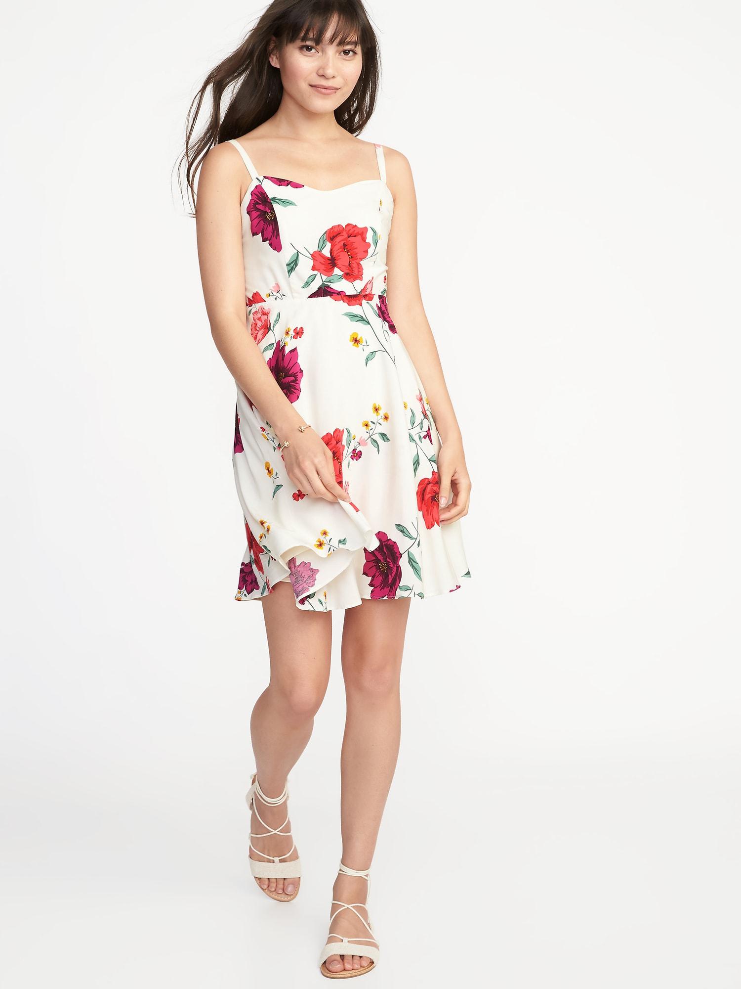 white floral fit and flare dress