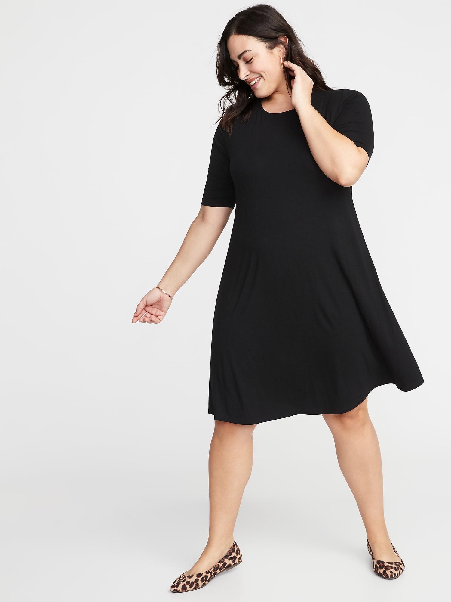 elbow sleeve swing dress
