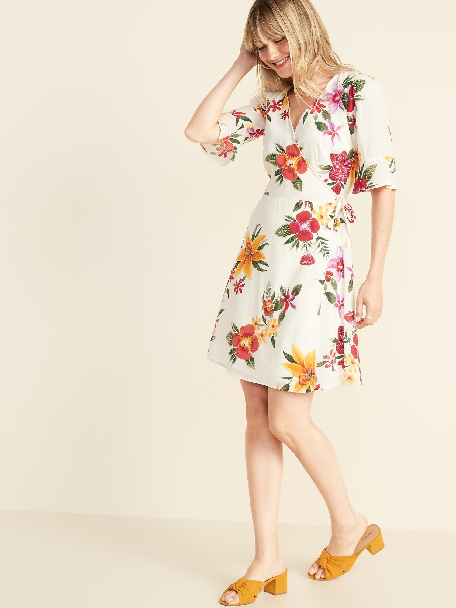 old navy yellow wrap dress