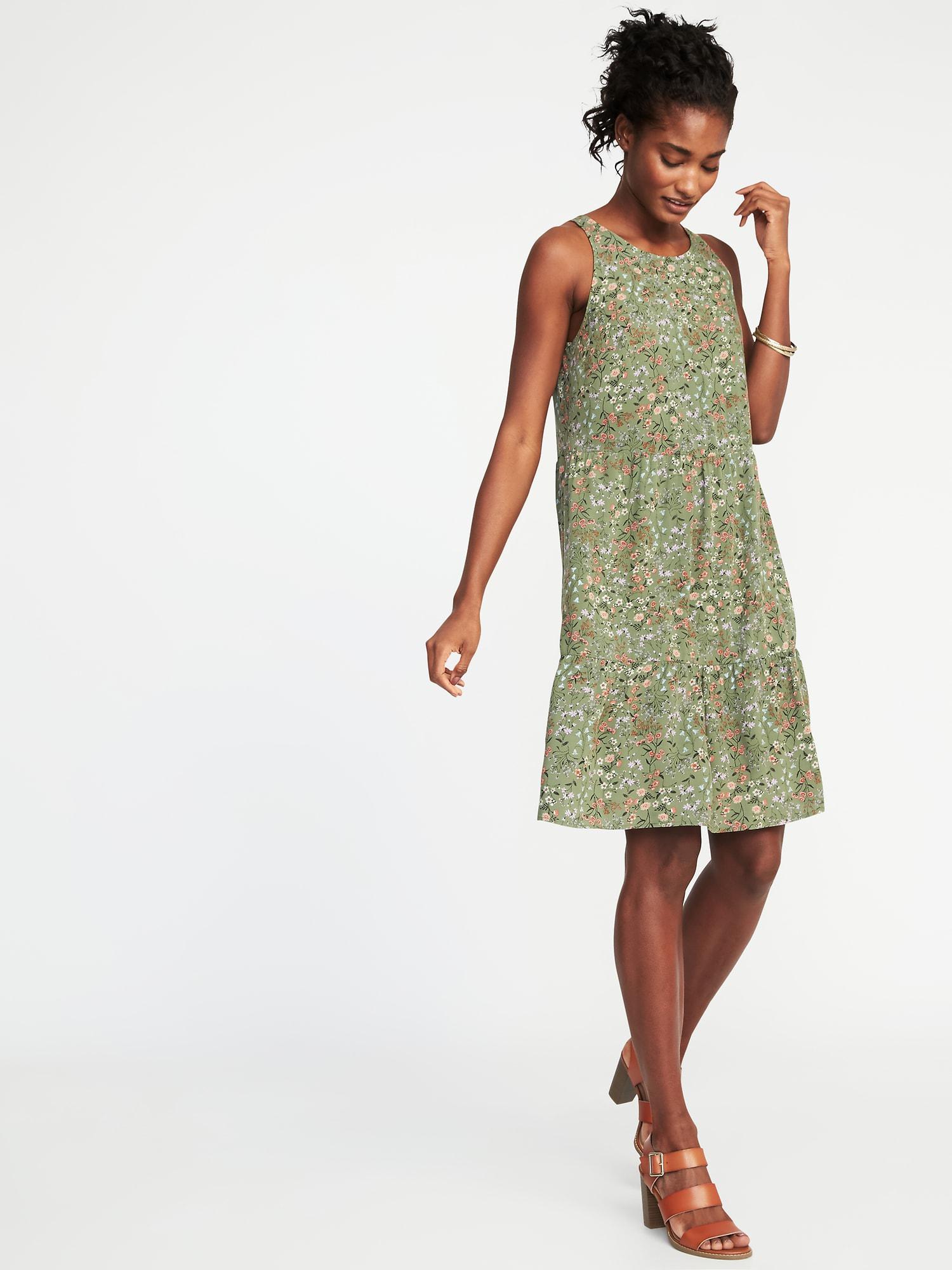 old navy green swing dress