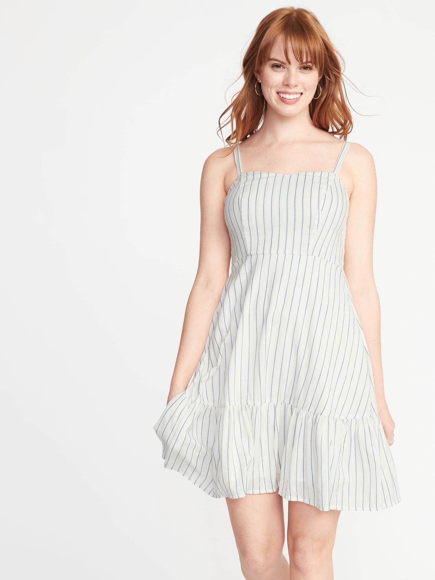 blue and white striped dress old navy