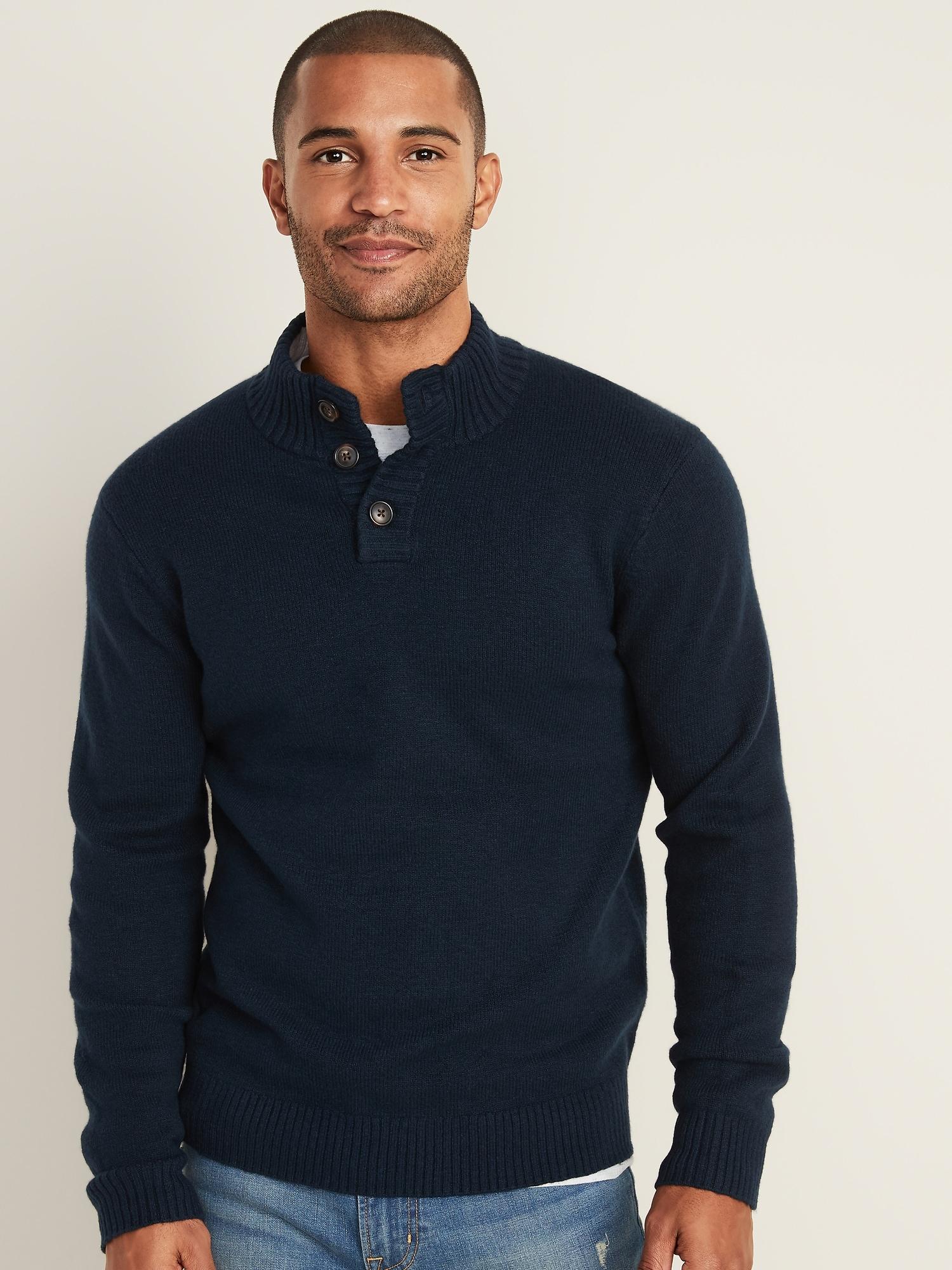 Download Old Navy Cotton Button-down Mock-neck Sweater For Men in ...