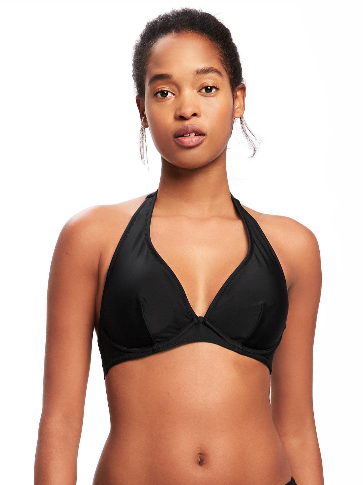 black underwire halter bikini top