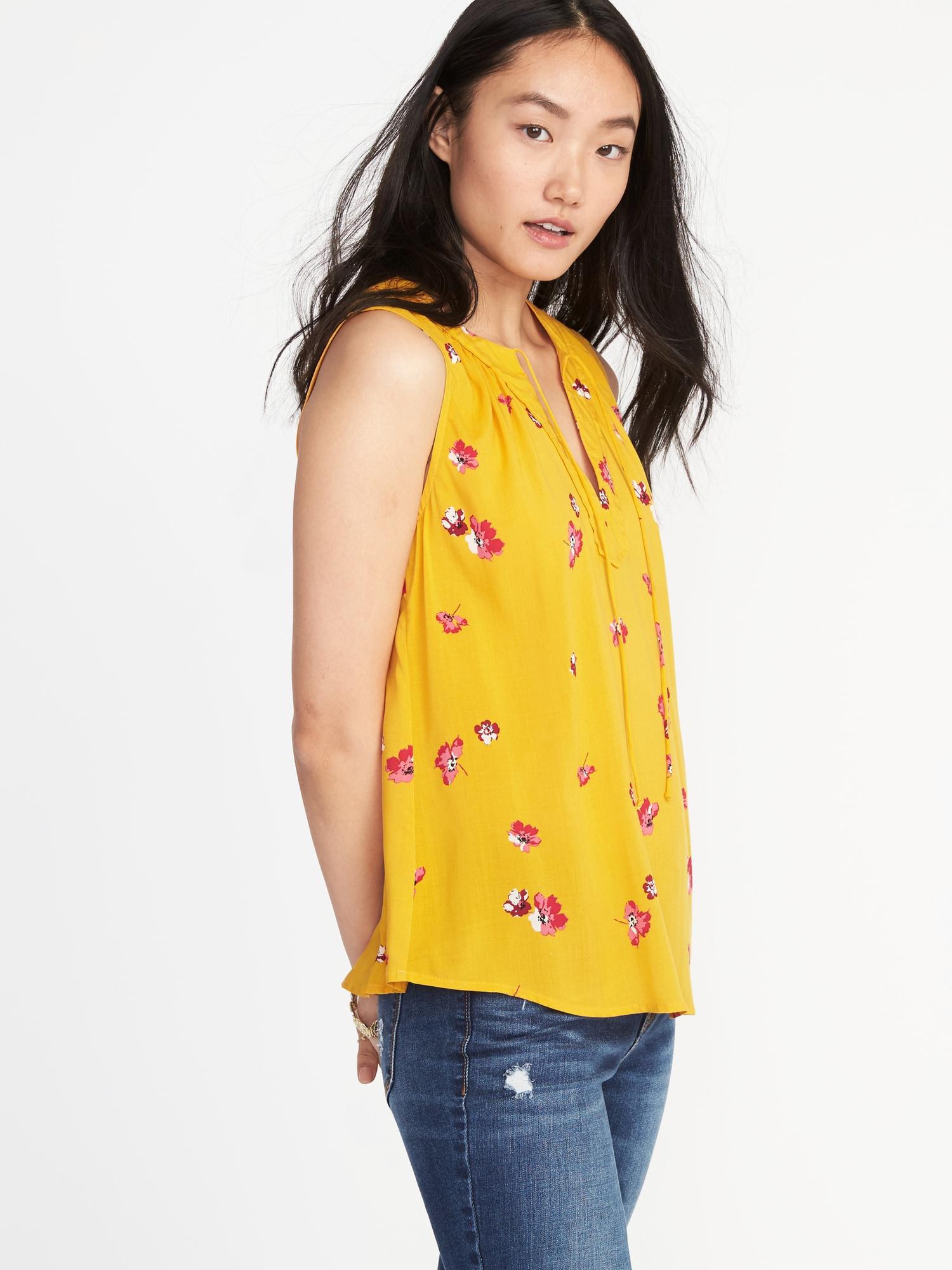 old navy yellow floral top