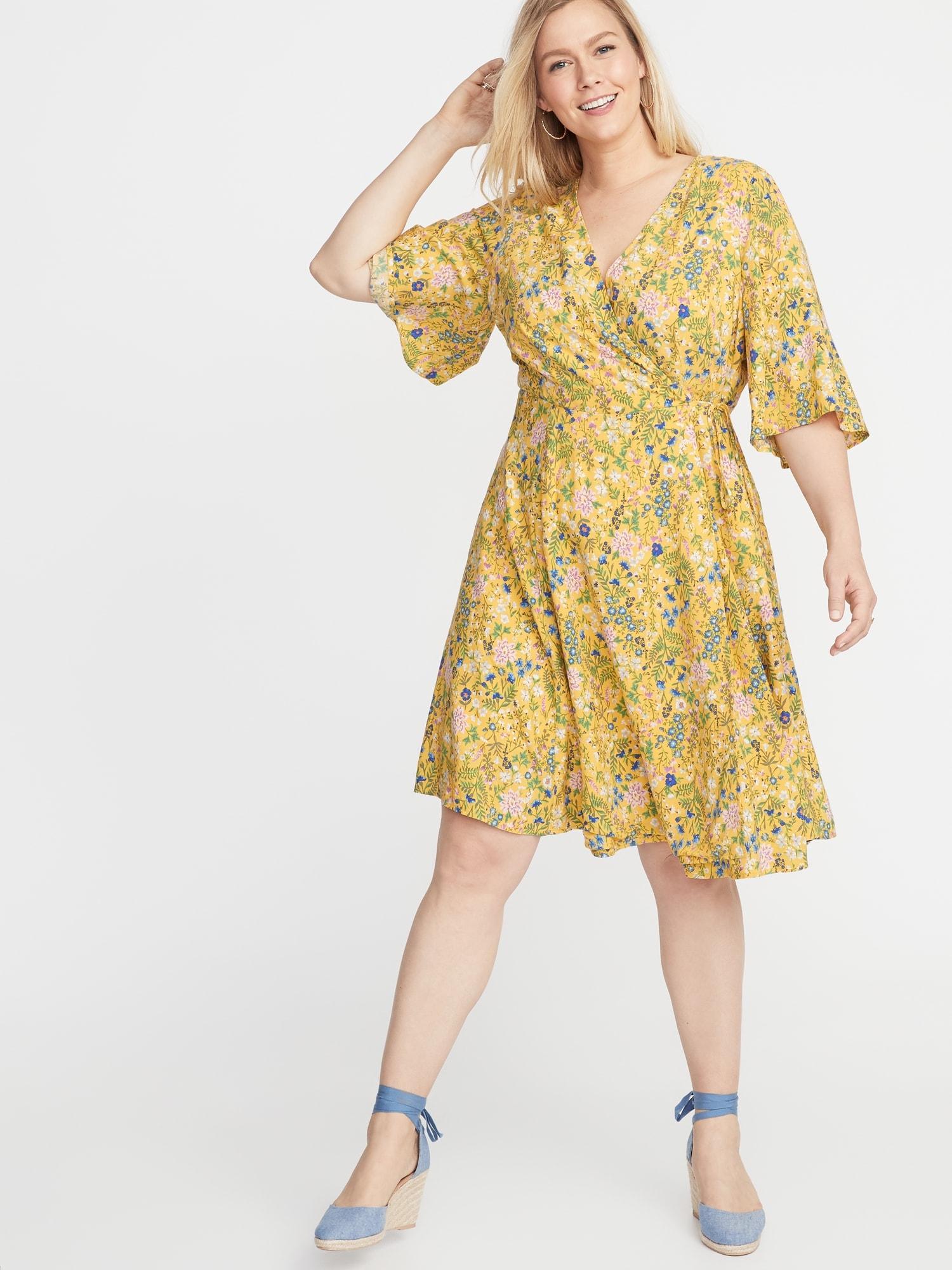 old navy yellow wrap dress