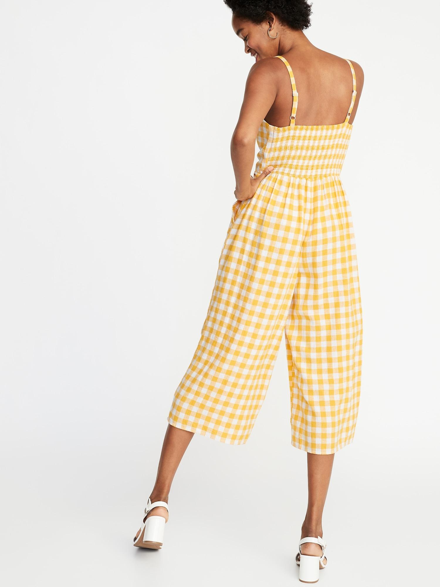 yellow gingham jumpsuit