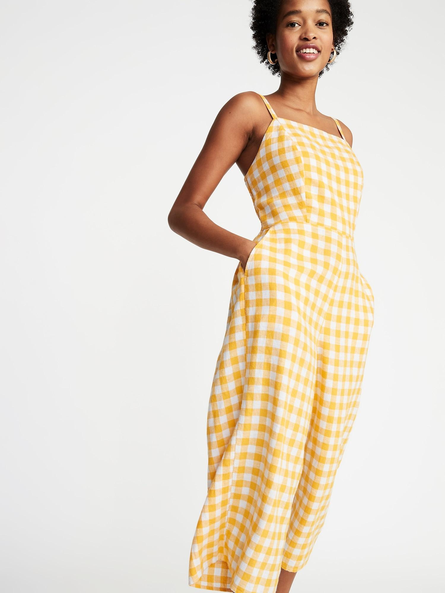 old navy yellow gingham dress