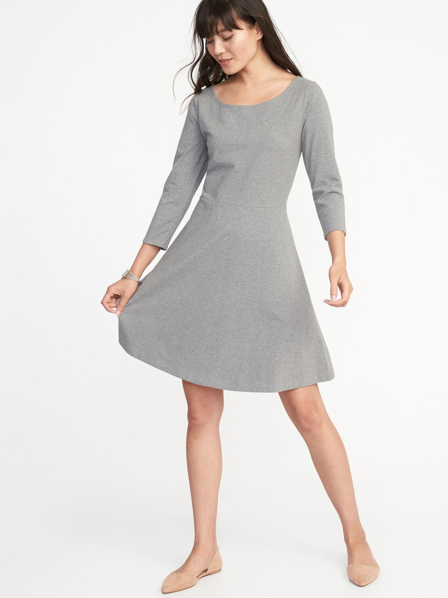 gray fit and flare dress