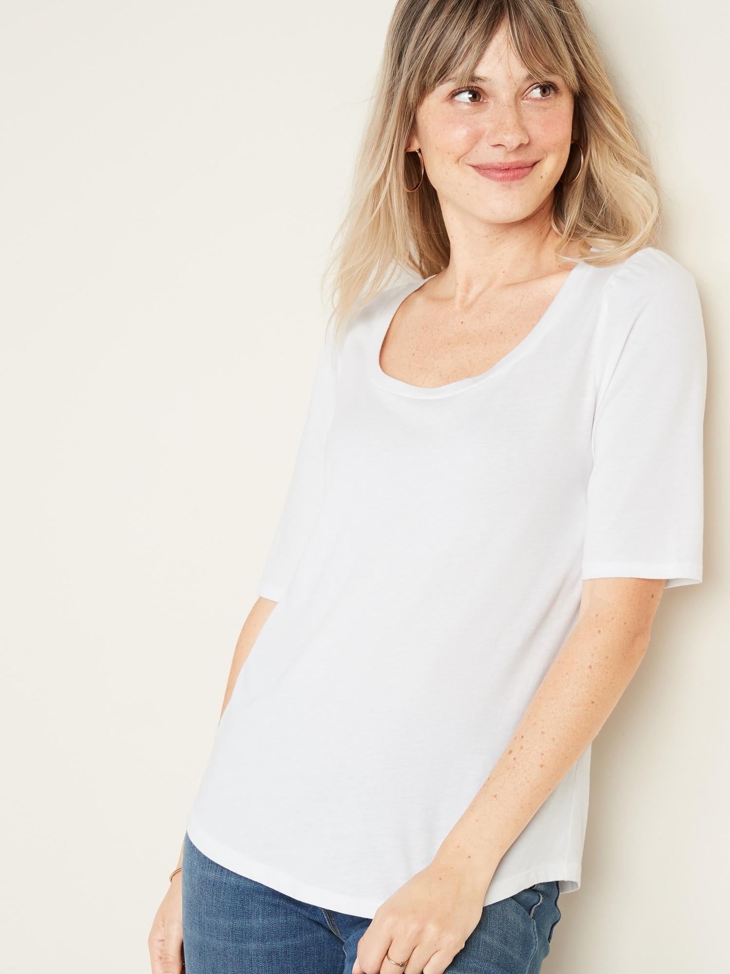 Elbow Sleeve Scoop Neck T-Shirts Gap Multi Color Striped 60/% cotton 40/% modal