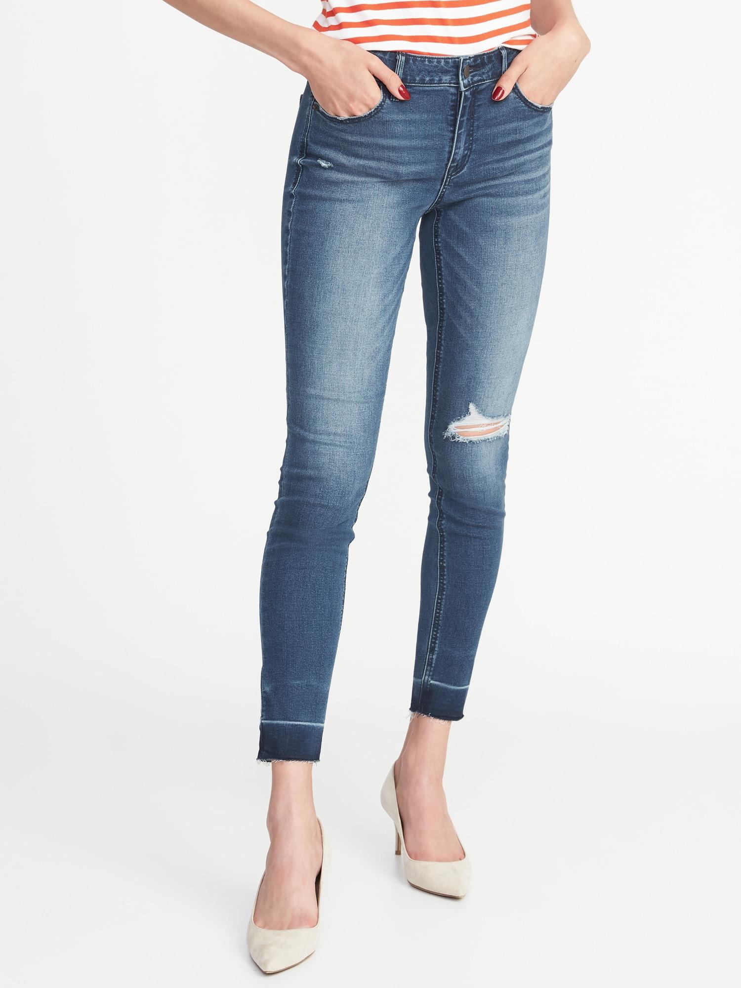 old navy mid rise distressed rockstar