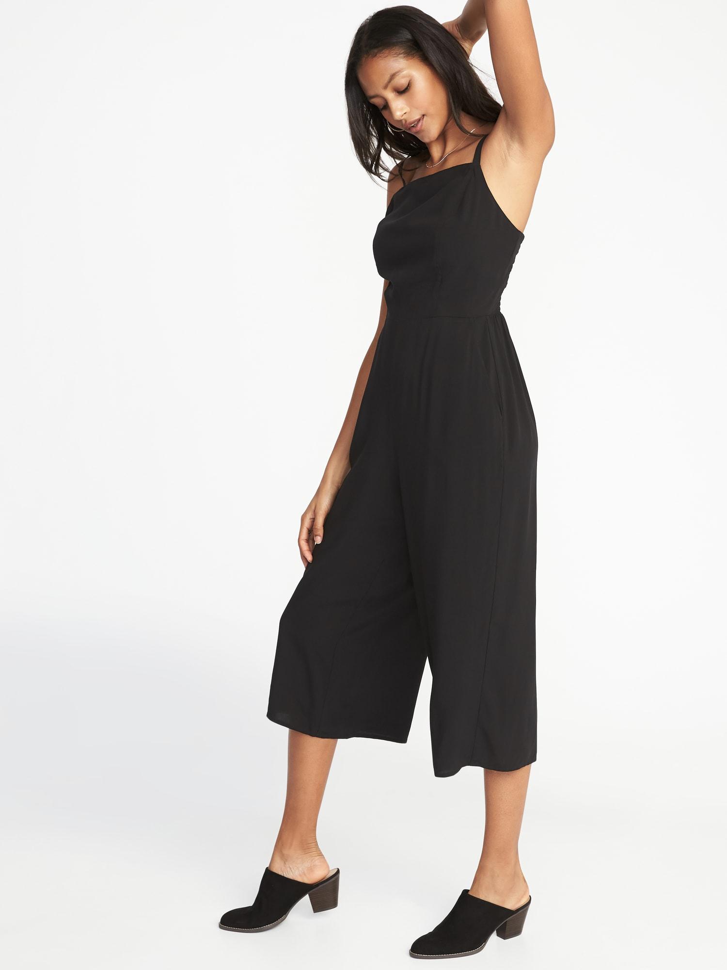 black square neck jumpsuit