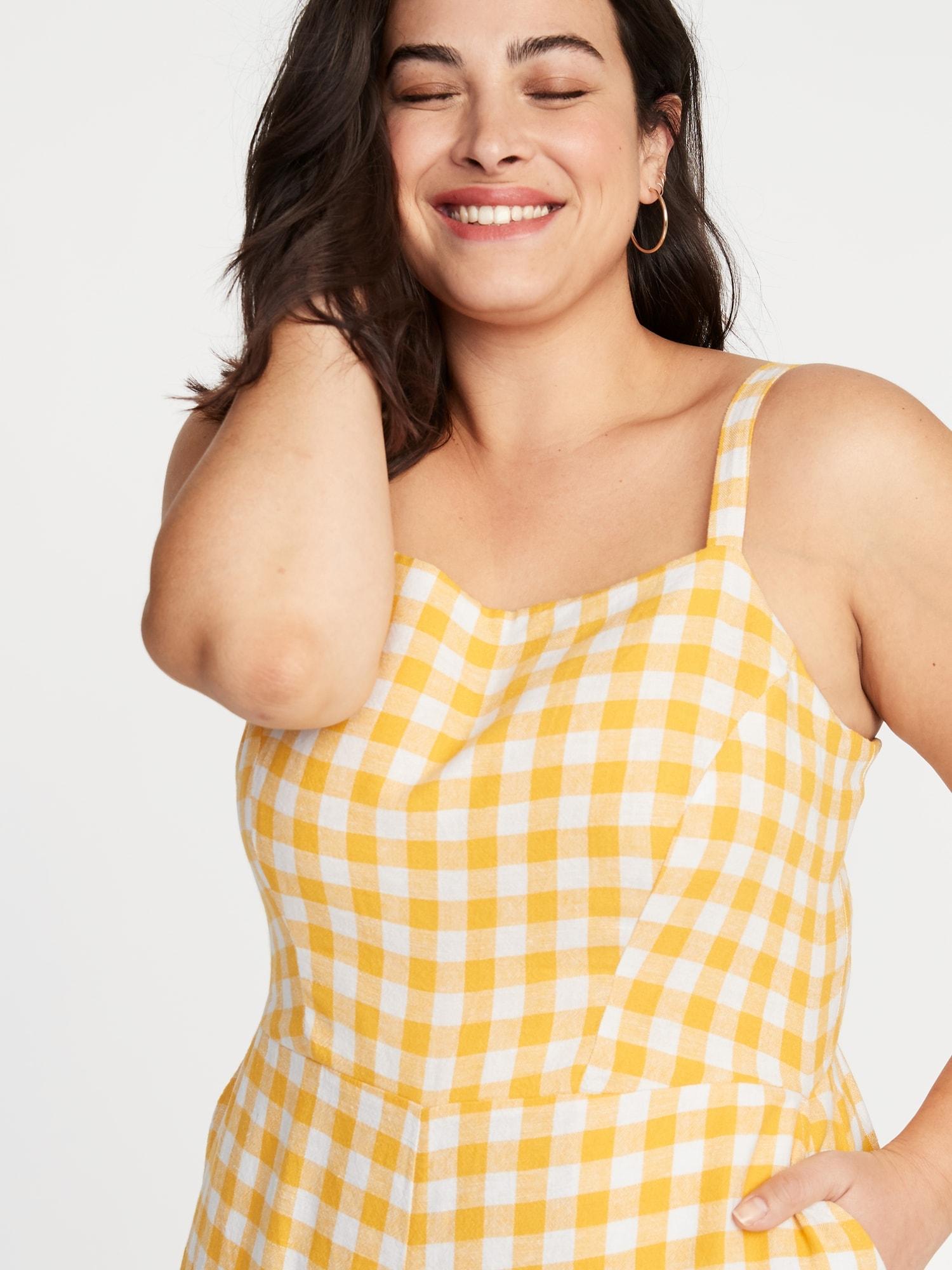 old navy yellow gingham dress