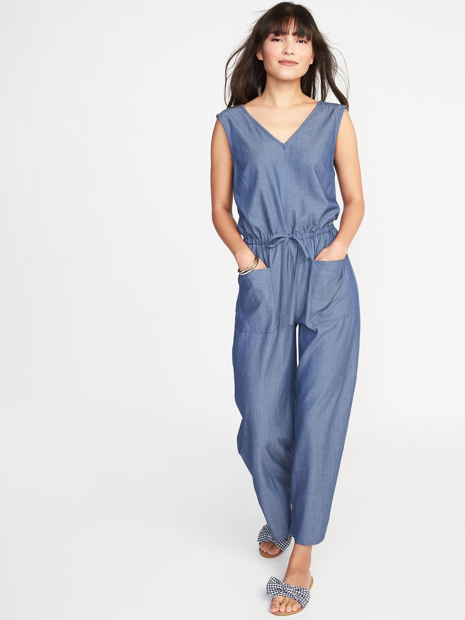 old navy denim jumpsuit