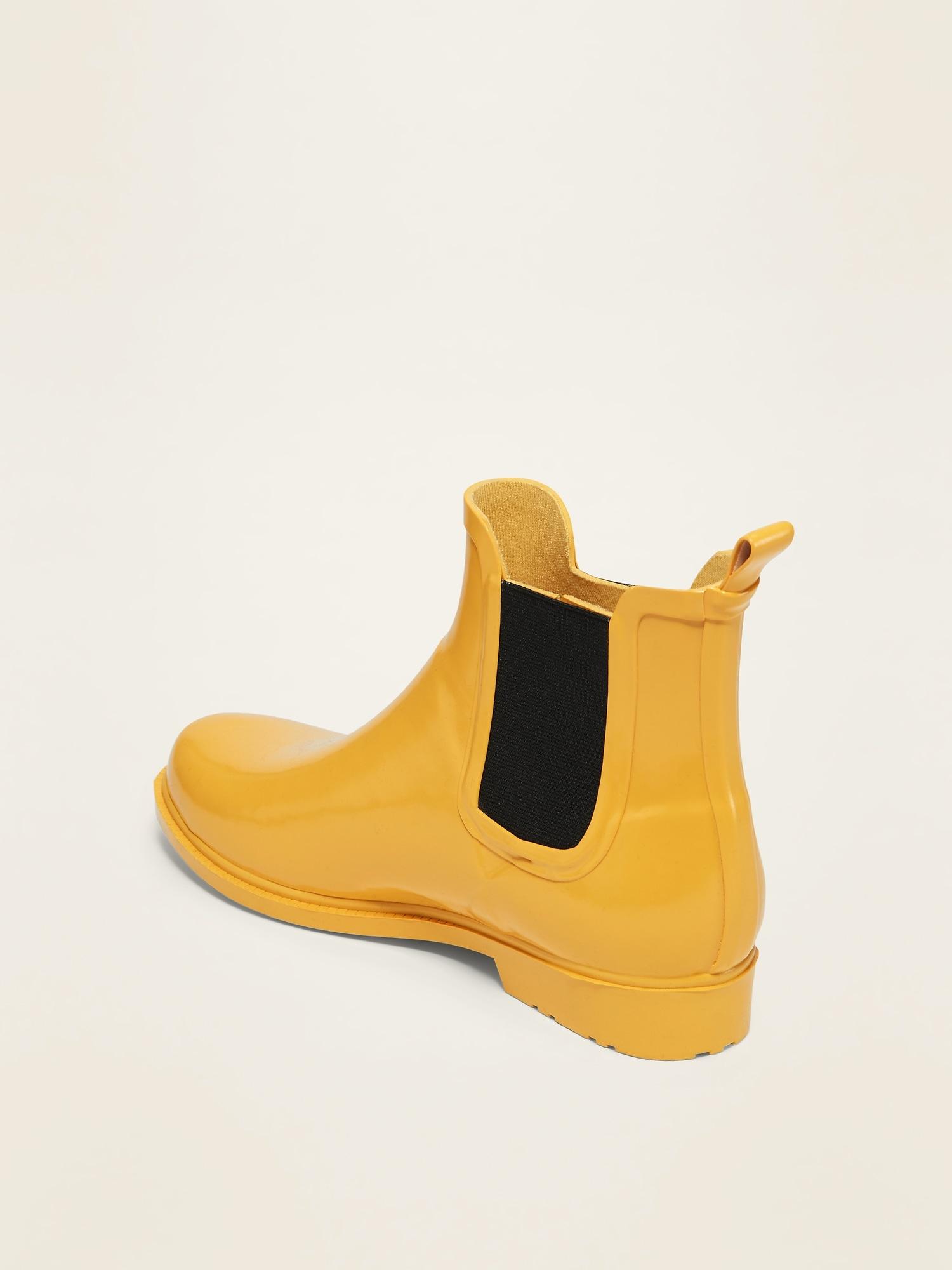 yellow ankle rain boots