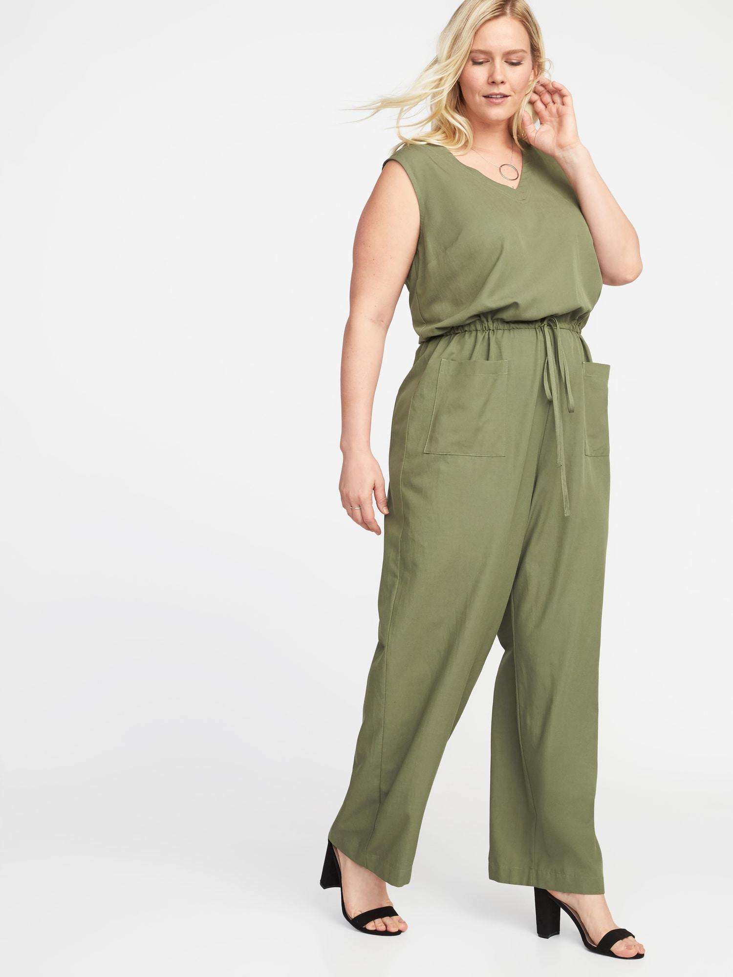 olive green jumpsuit plus size
