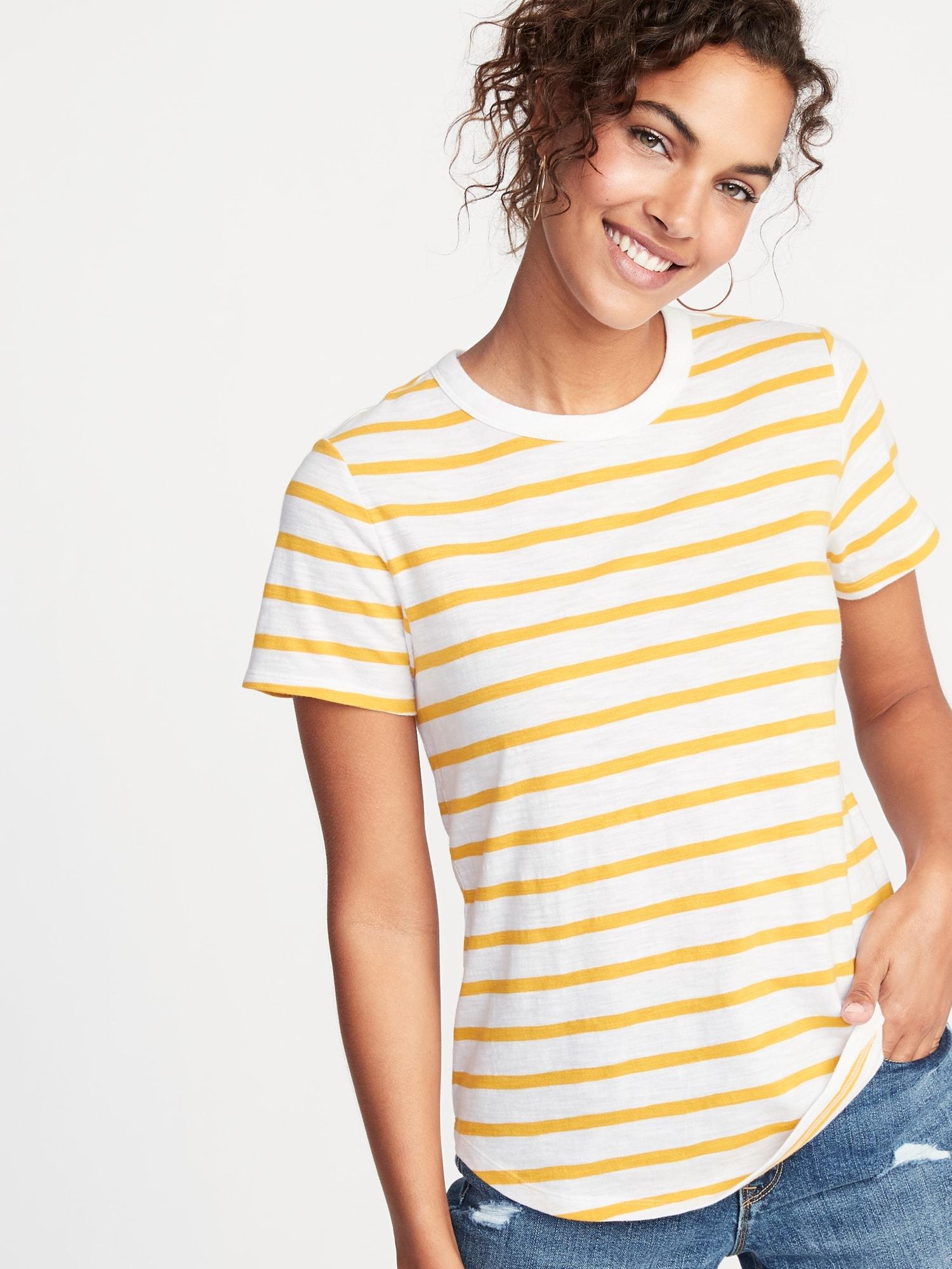 yellow striped top womens