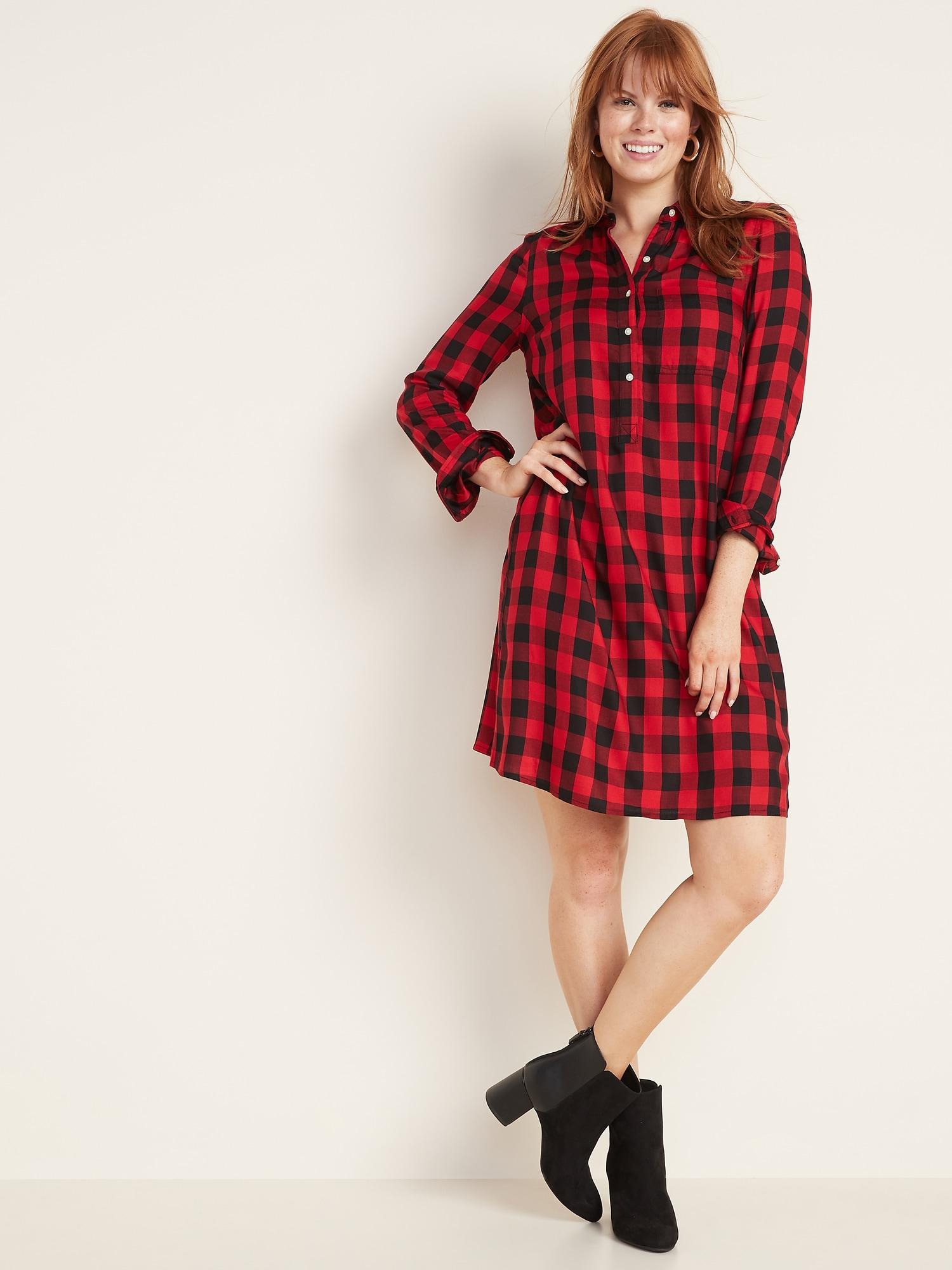 old navy plaid shirt dress