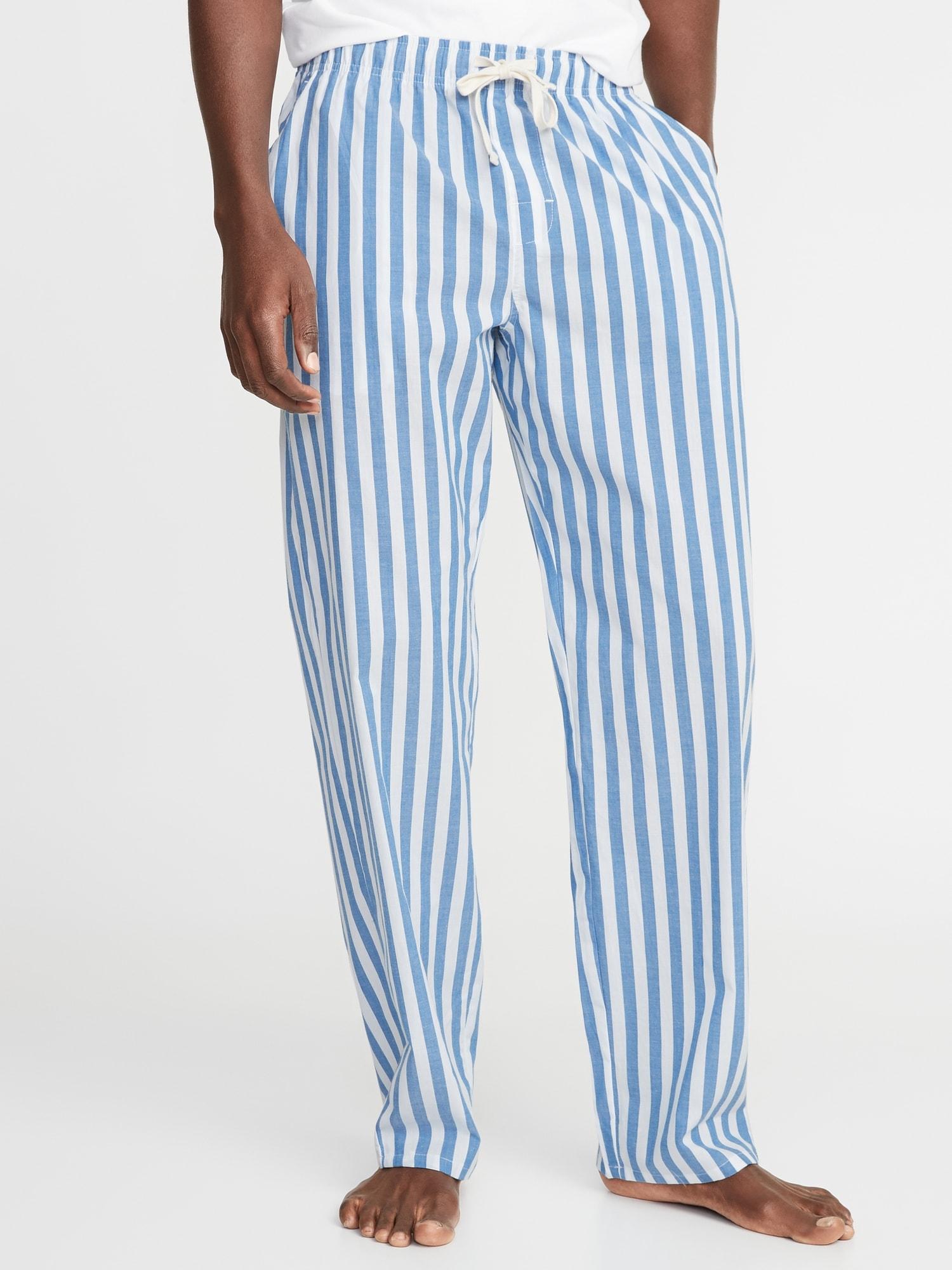 blue white striped pants