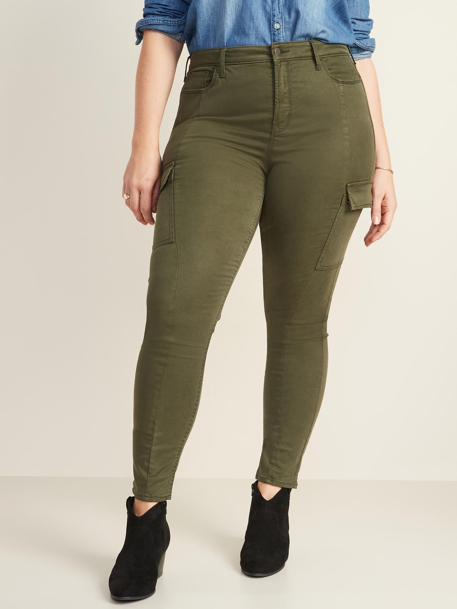 green skinny cargo pants womens