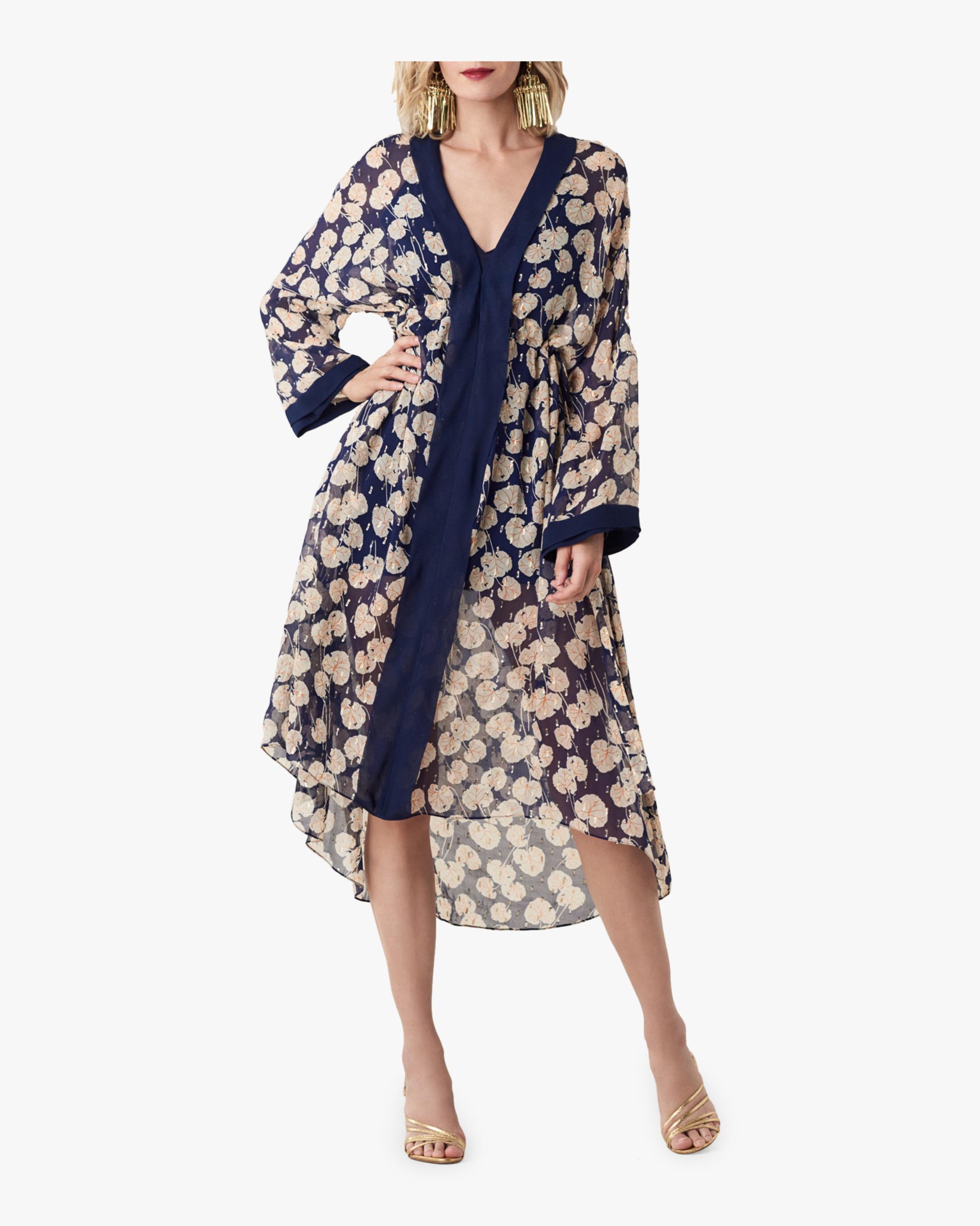 Diane von Furstenberg Terry Floral Kimono Dress in Blue Lyst