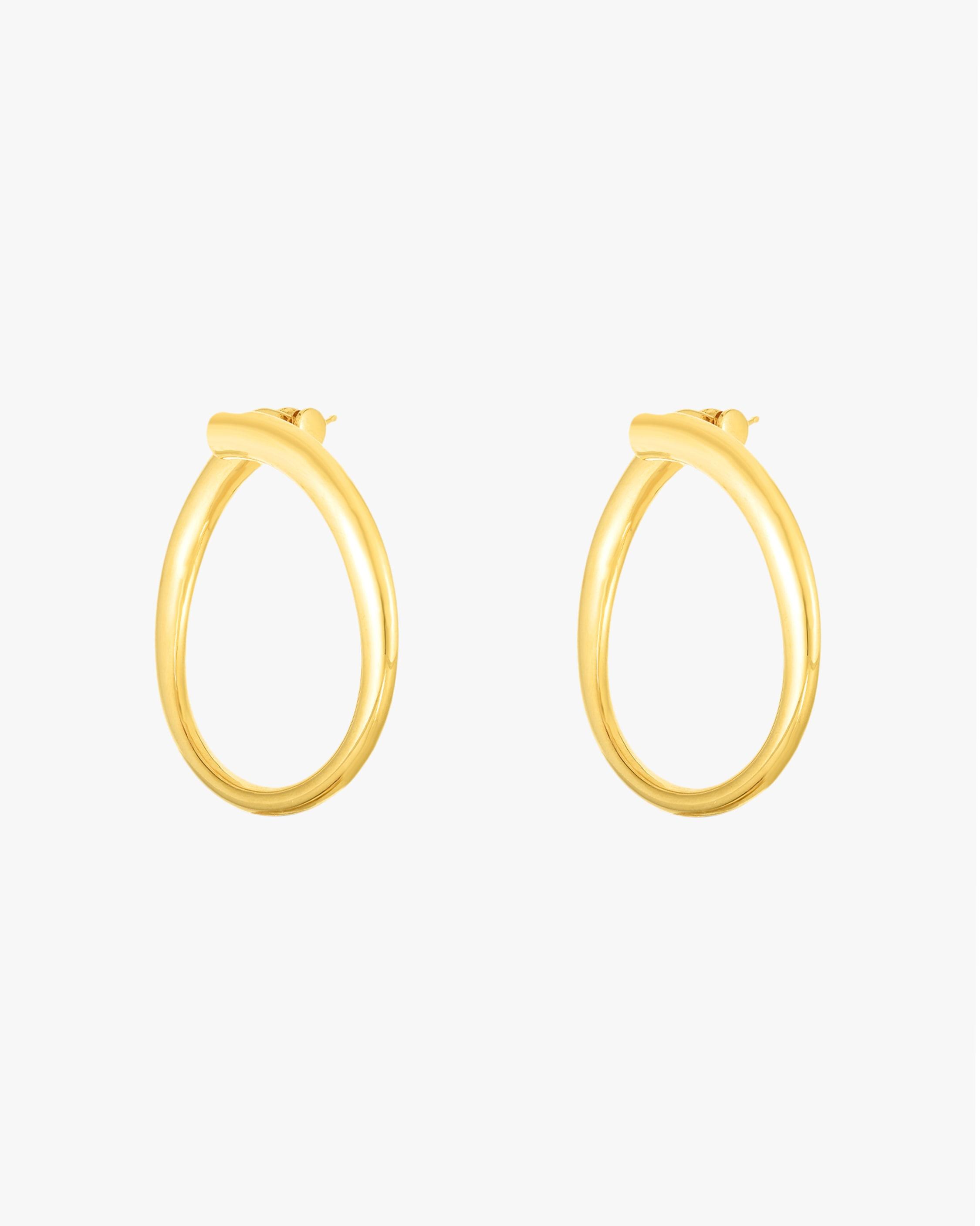 Paradise Jewelers 14K Yellow Gold Two Tone Curled Hoop Earrings