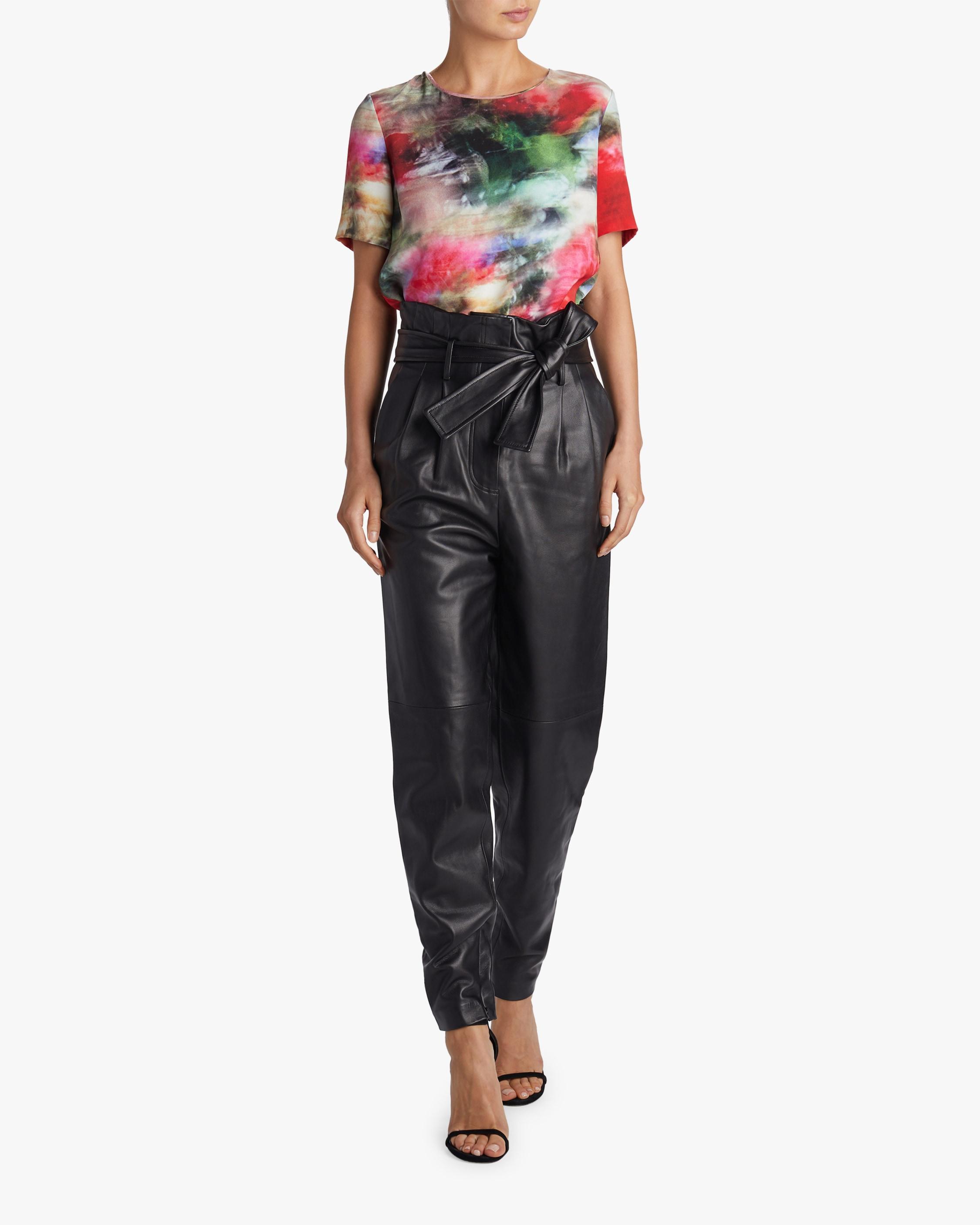 Adam Lippes Tapered Leather Pants in Black - Lyst
