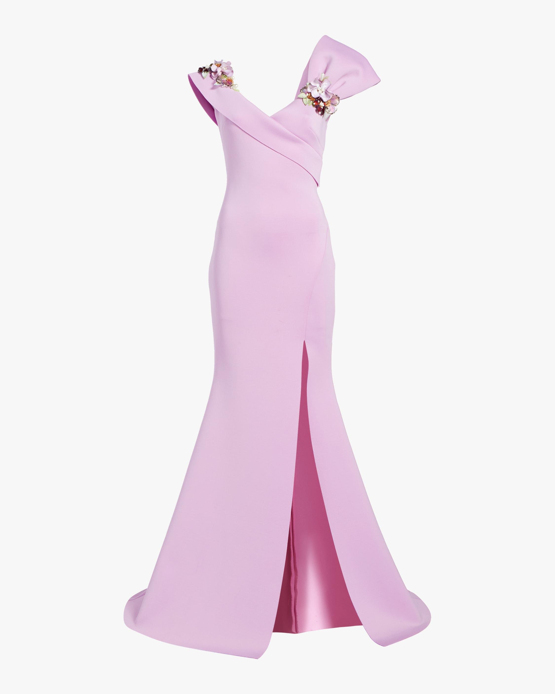 badgley mischka strapless bow gown