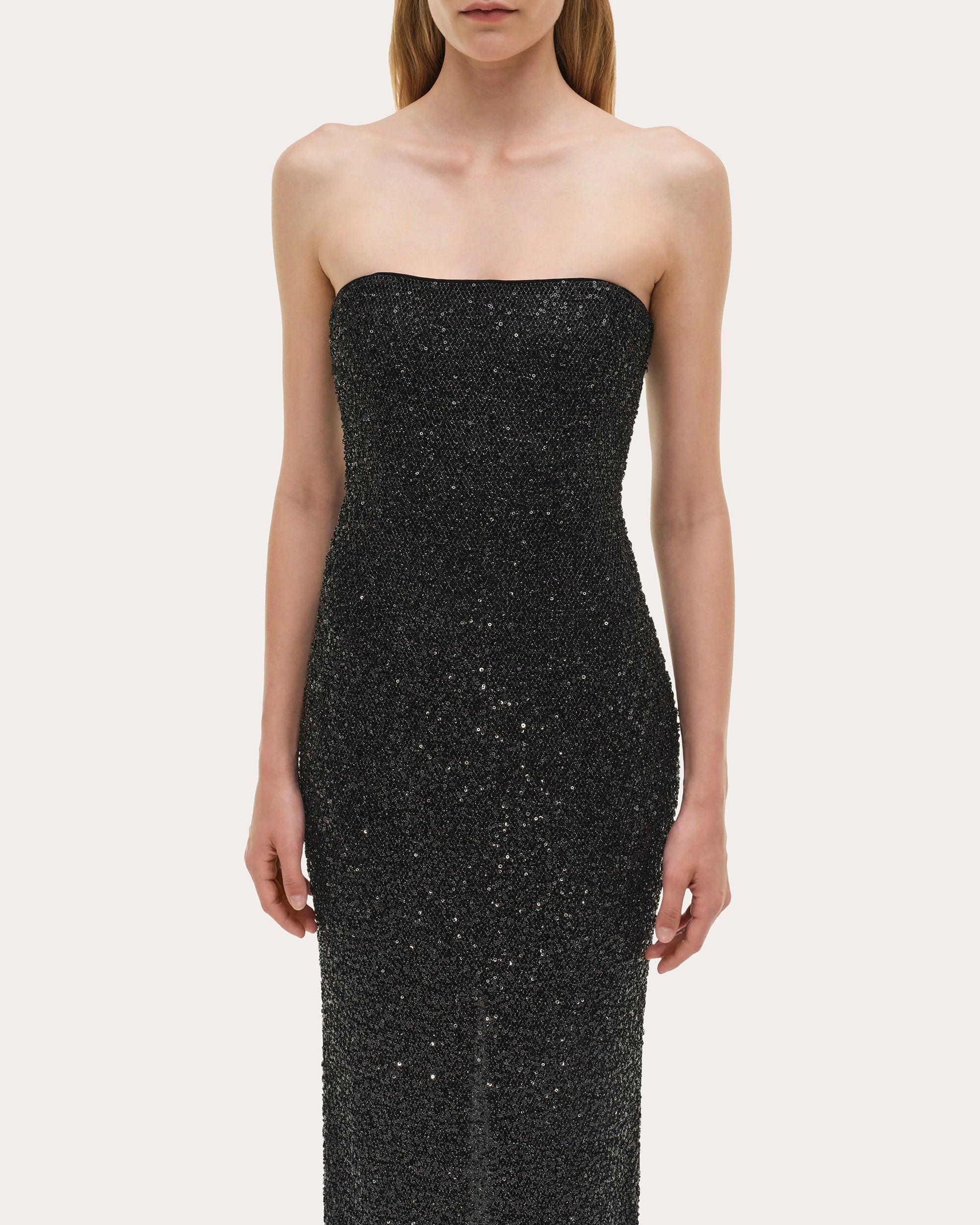 white and gold.or blue and black dress Felicity Draped Sequin Gown – SIMKHAI main image 1