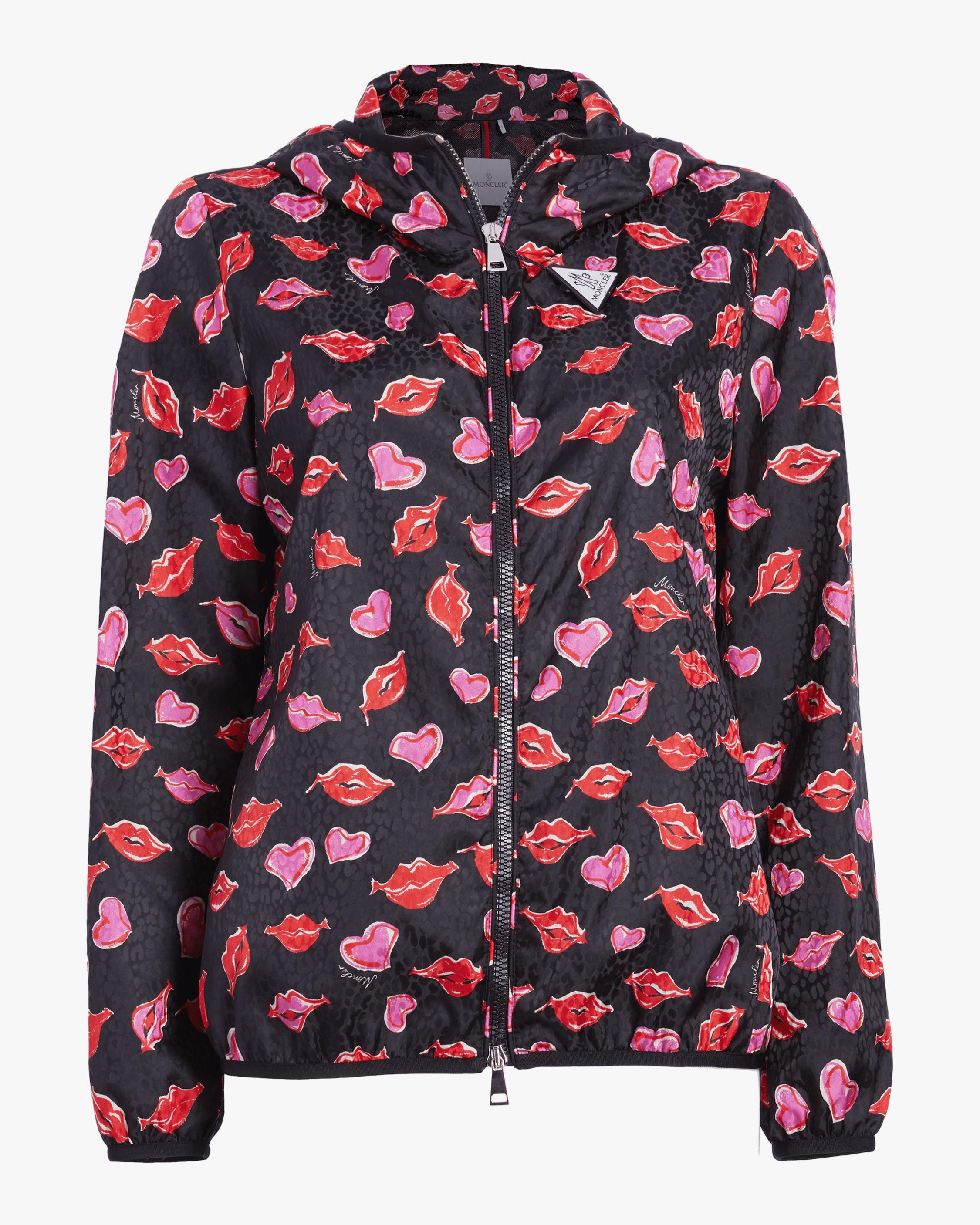 Moncler Synthetic Lips And Heart Print Jacket in Black | Lyst