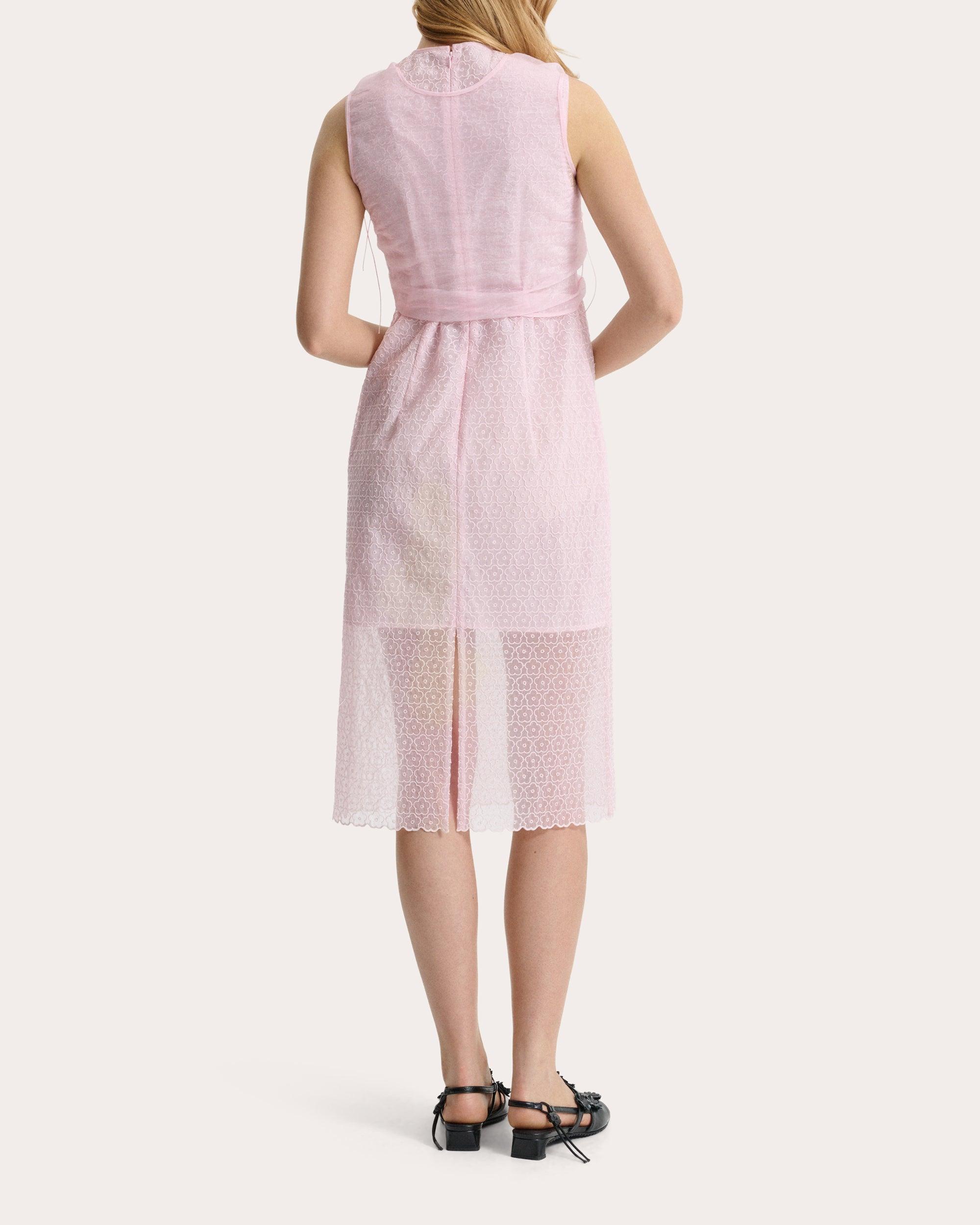 cecilie bahnsen pink babydoll dress Cecilie Bahnsen Thelma Floral Fil Coupe Organza Babydoll Dress In Light Pink