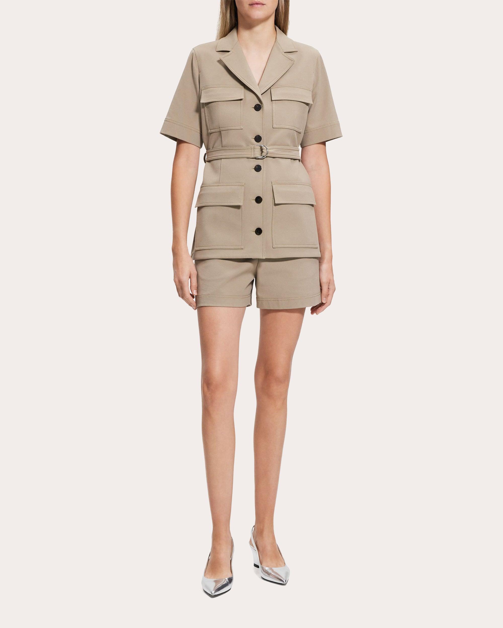 Theory Women's Neoteric Short-sleeve Safari Jacket in Natural | Lyst