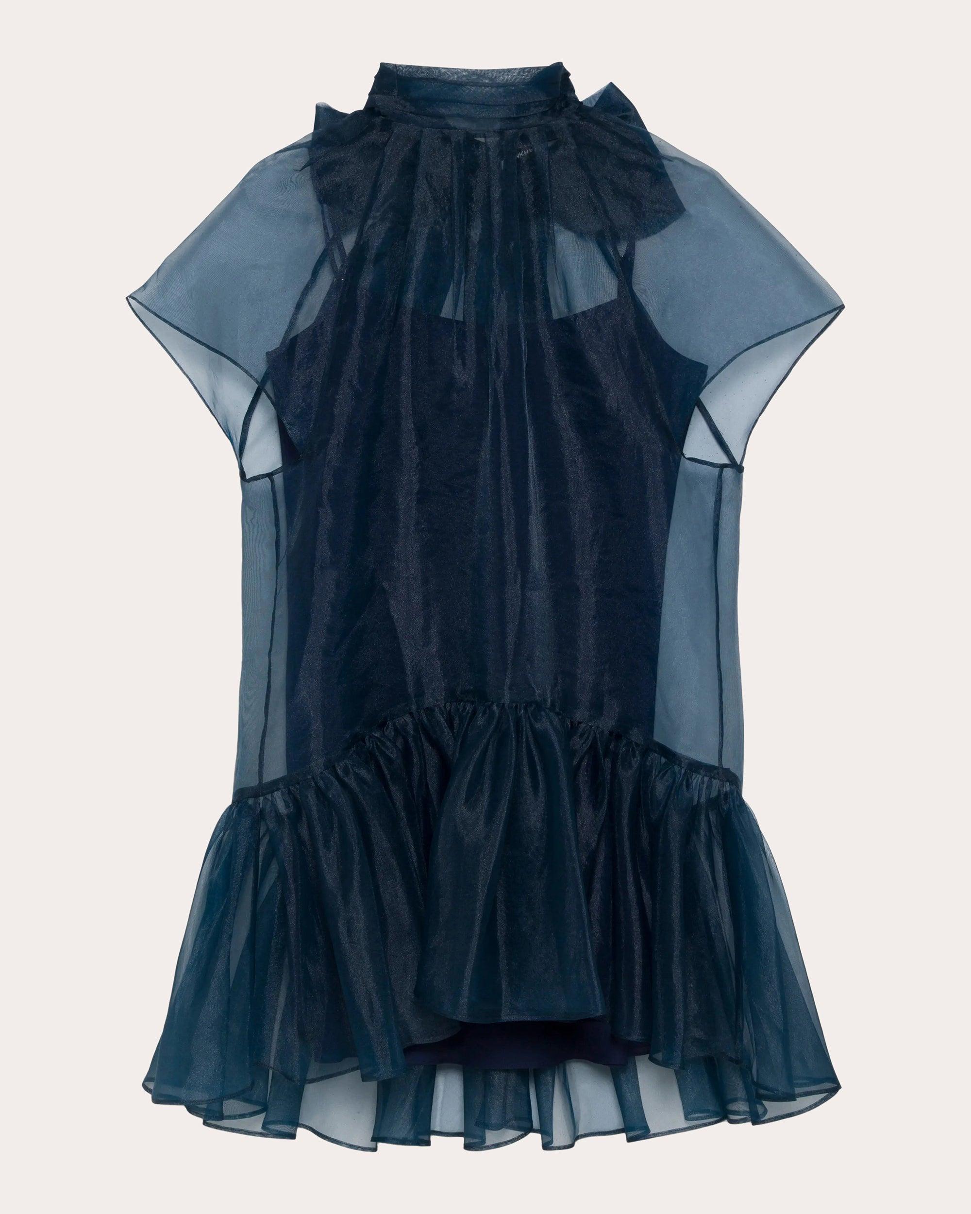 Jonathan Simkhai Beaux Organza Gathered Drop-Waist Mini Dress in Blue | Lyst