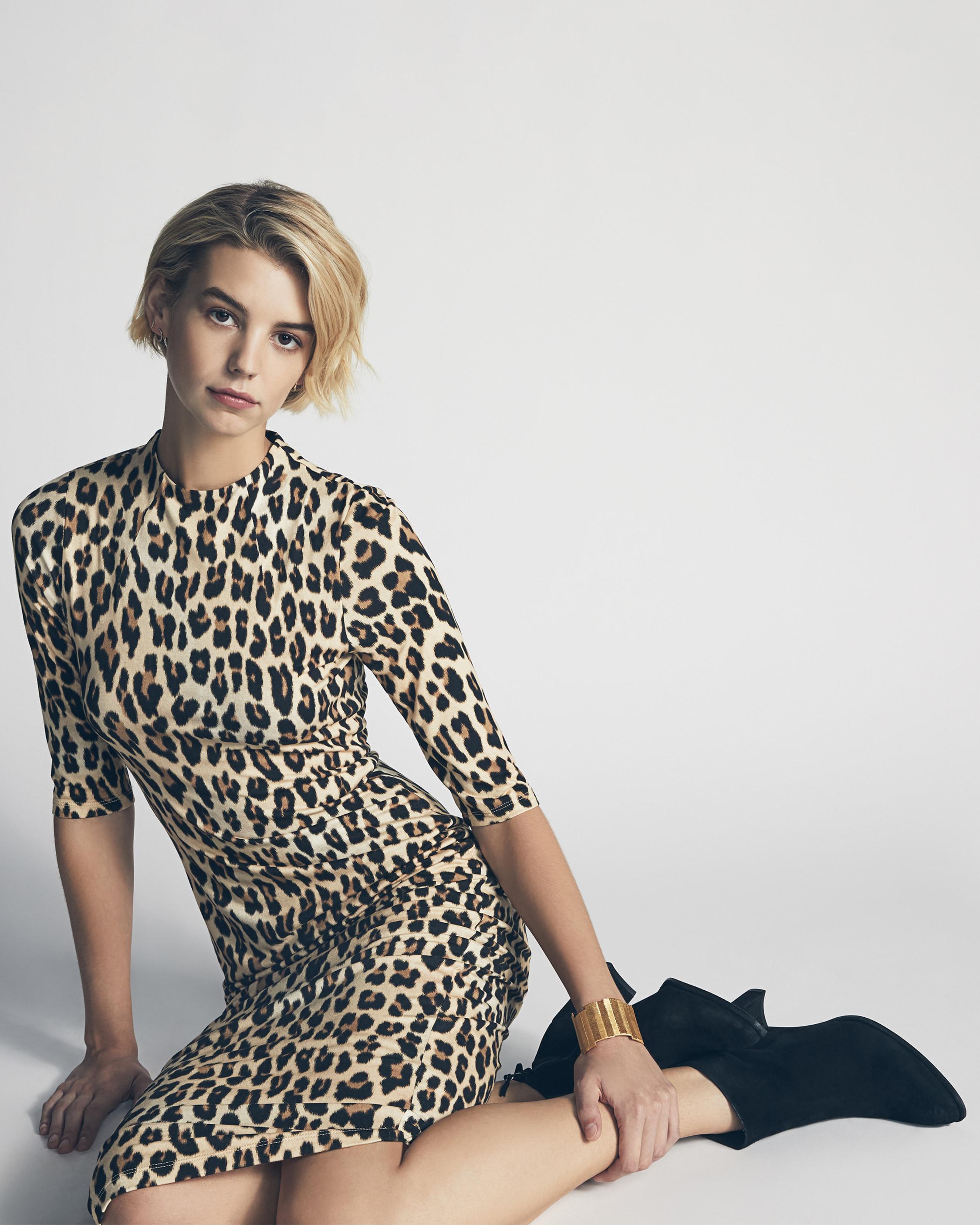 alice and olivia delora dress leopard